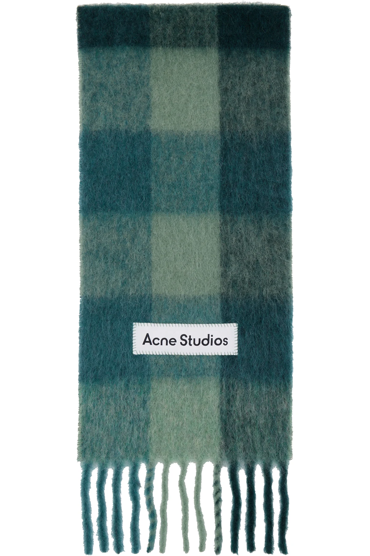 Green Mohair Checked Scarf