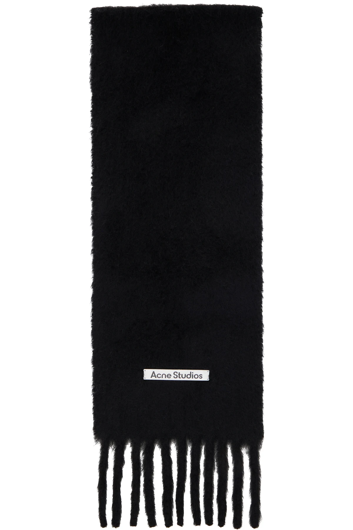 Black Mohair Logo Scarf