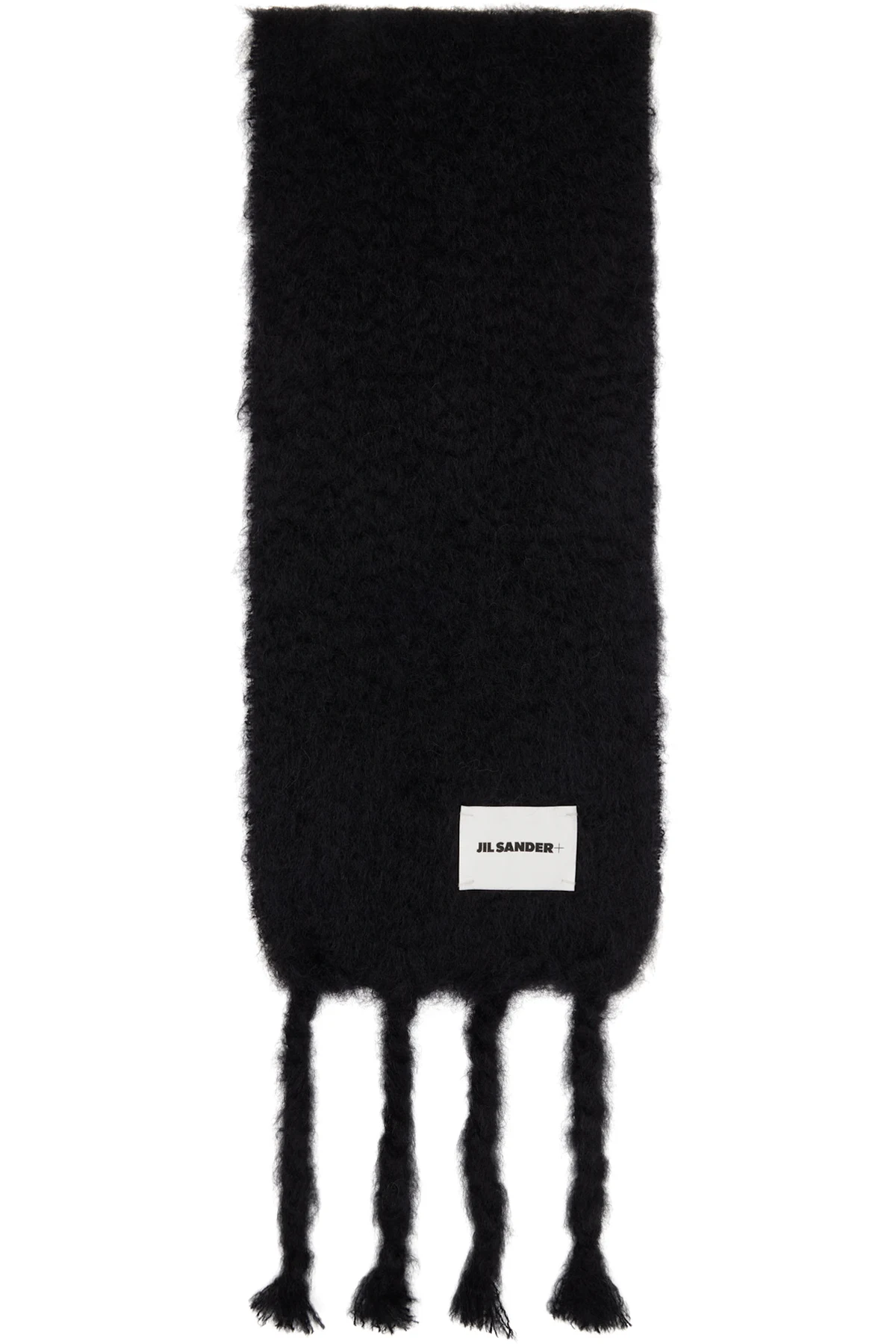 Black Slim Wool Blend Scarf