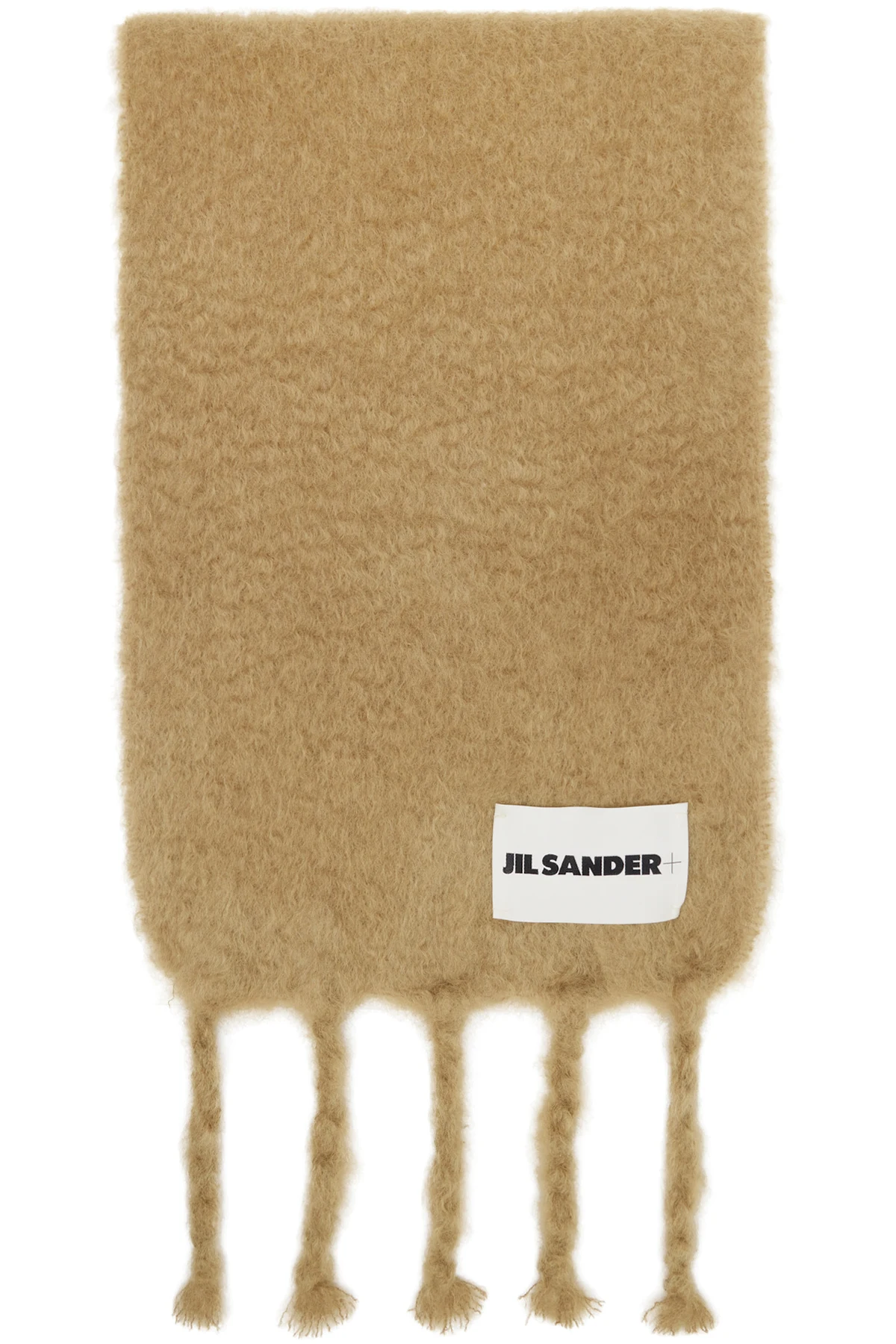 Beige Wide Wool Blend Scarf