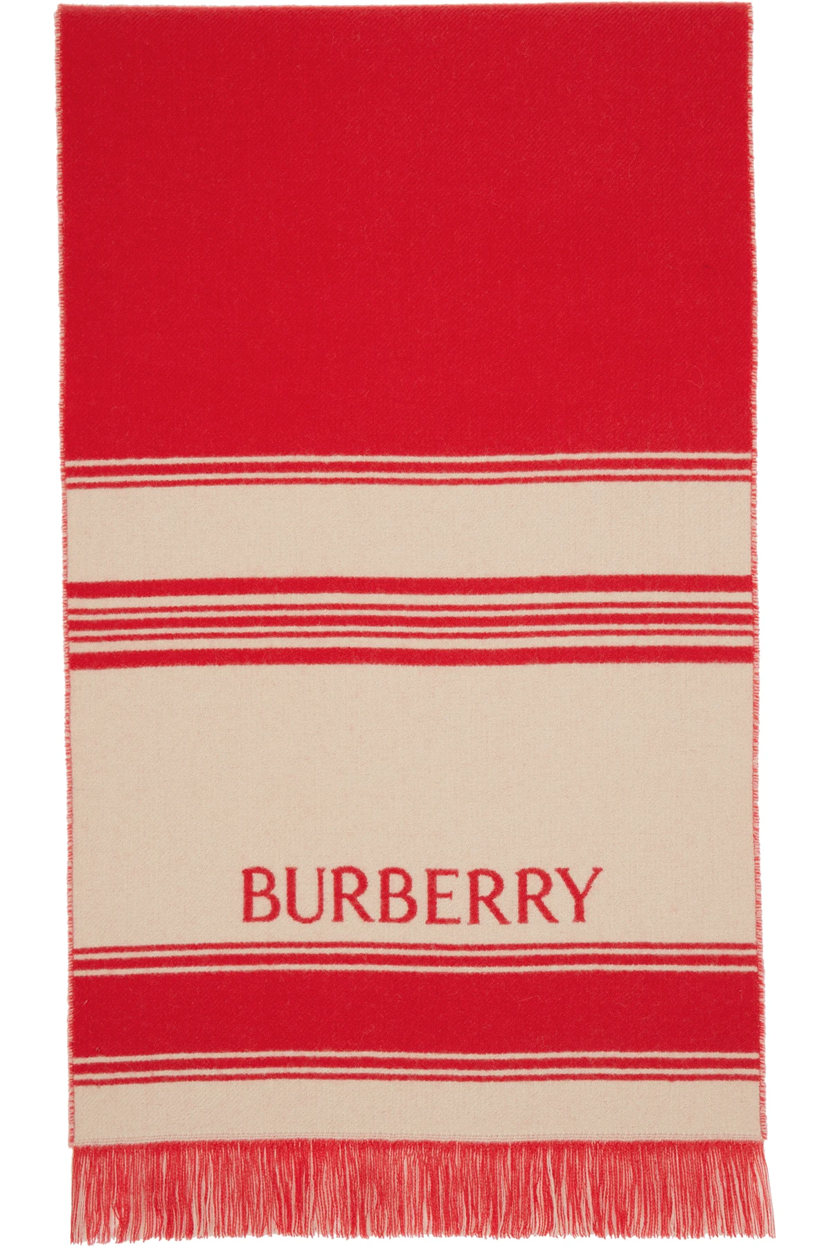 Red & Beige EKD Striped Wool Scarf