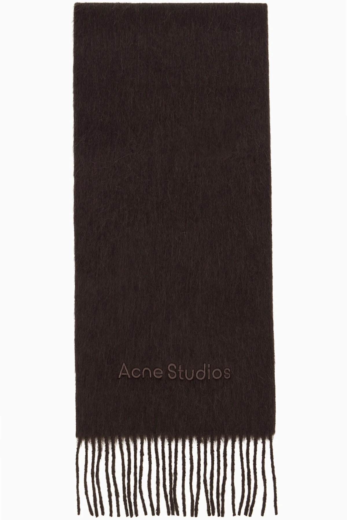 Brown Wool Logo Scarf