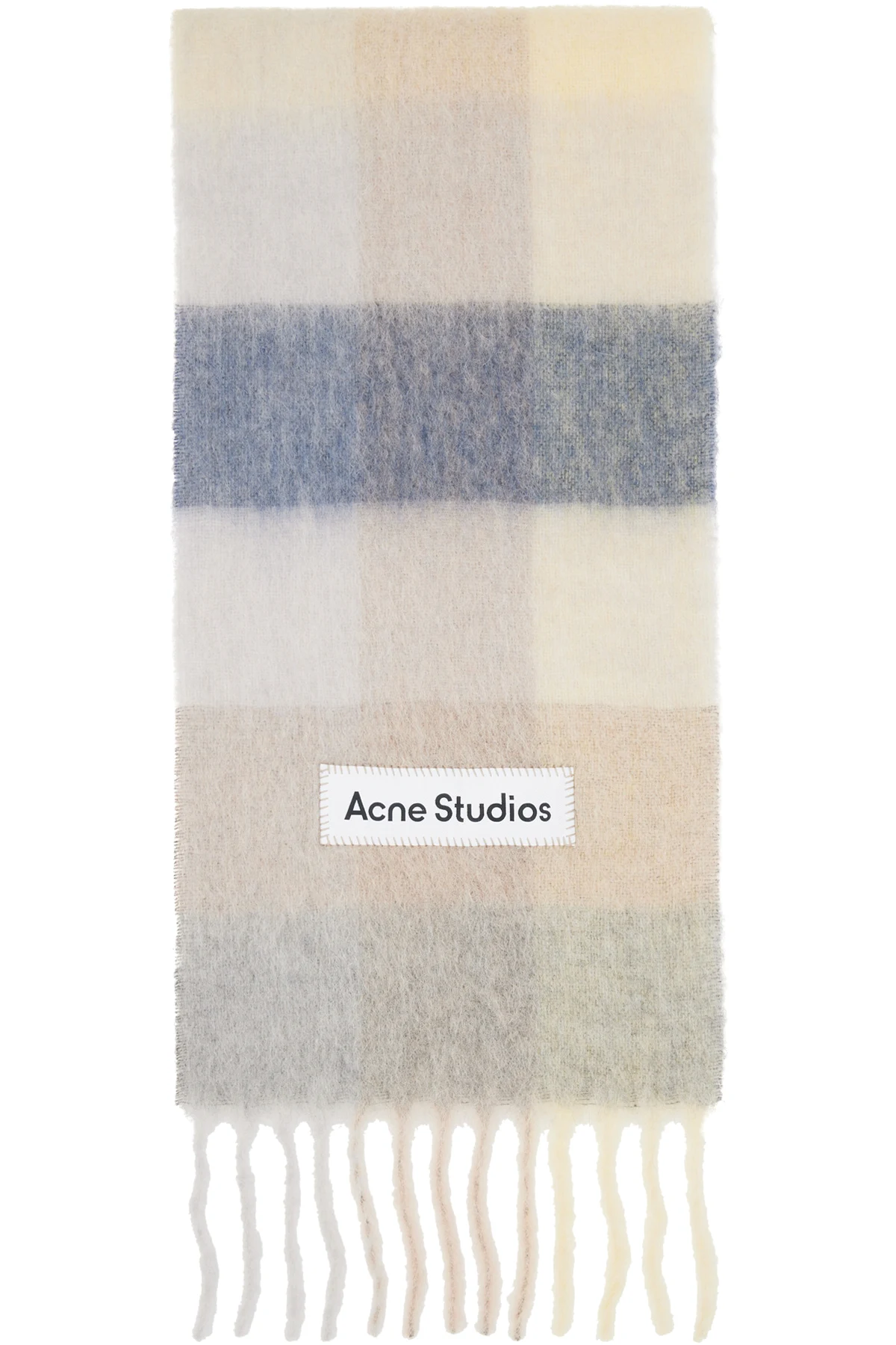 Off-White Mohair Checked Scarf
