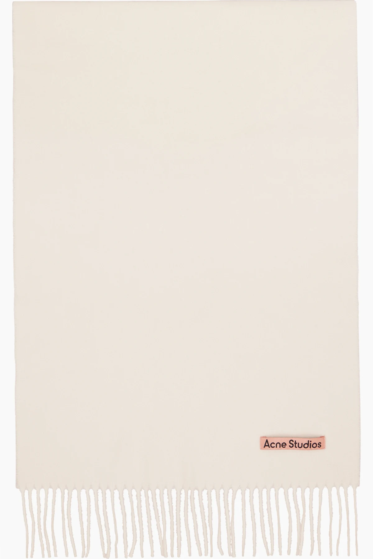 Off-White Fringe Wool Narrow Scarf