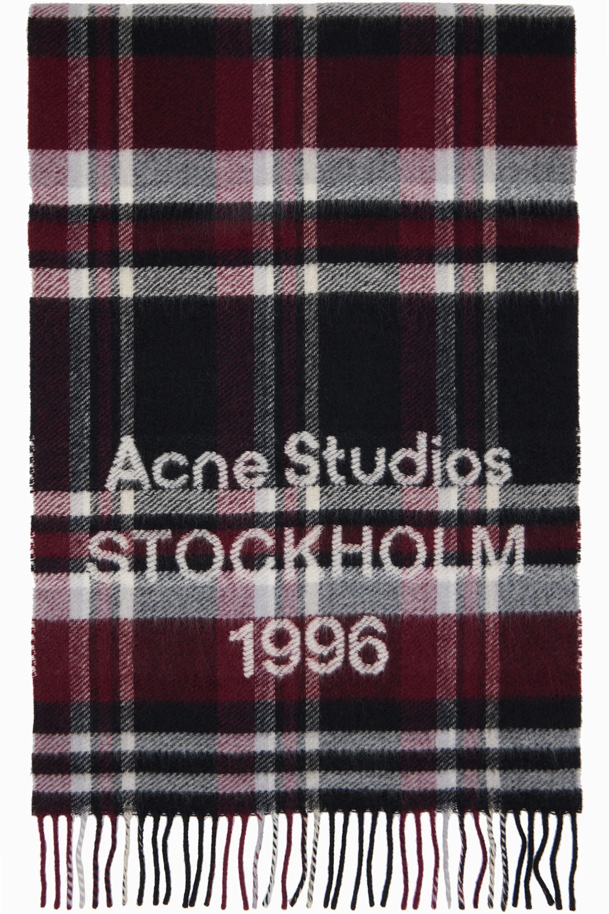 Black & Burgundy Logo Fringe Scarf