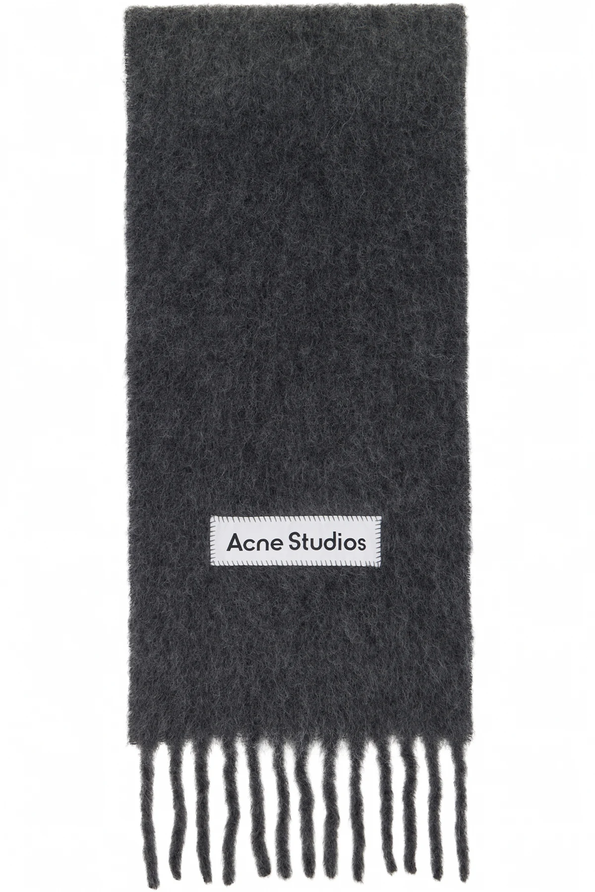 Gray Wool Fringe Scarf