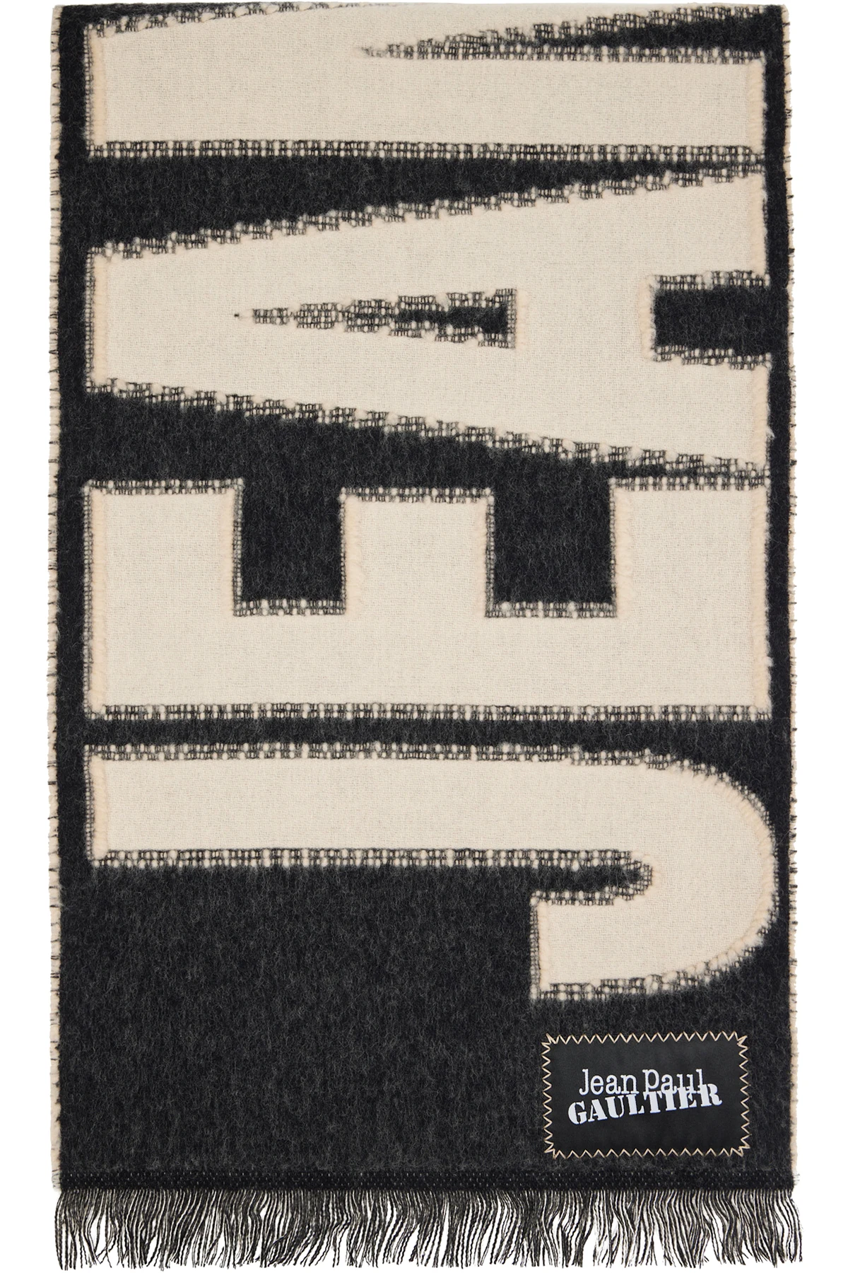 Black & Beige Logo Scarf