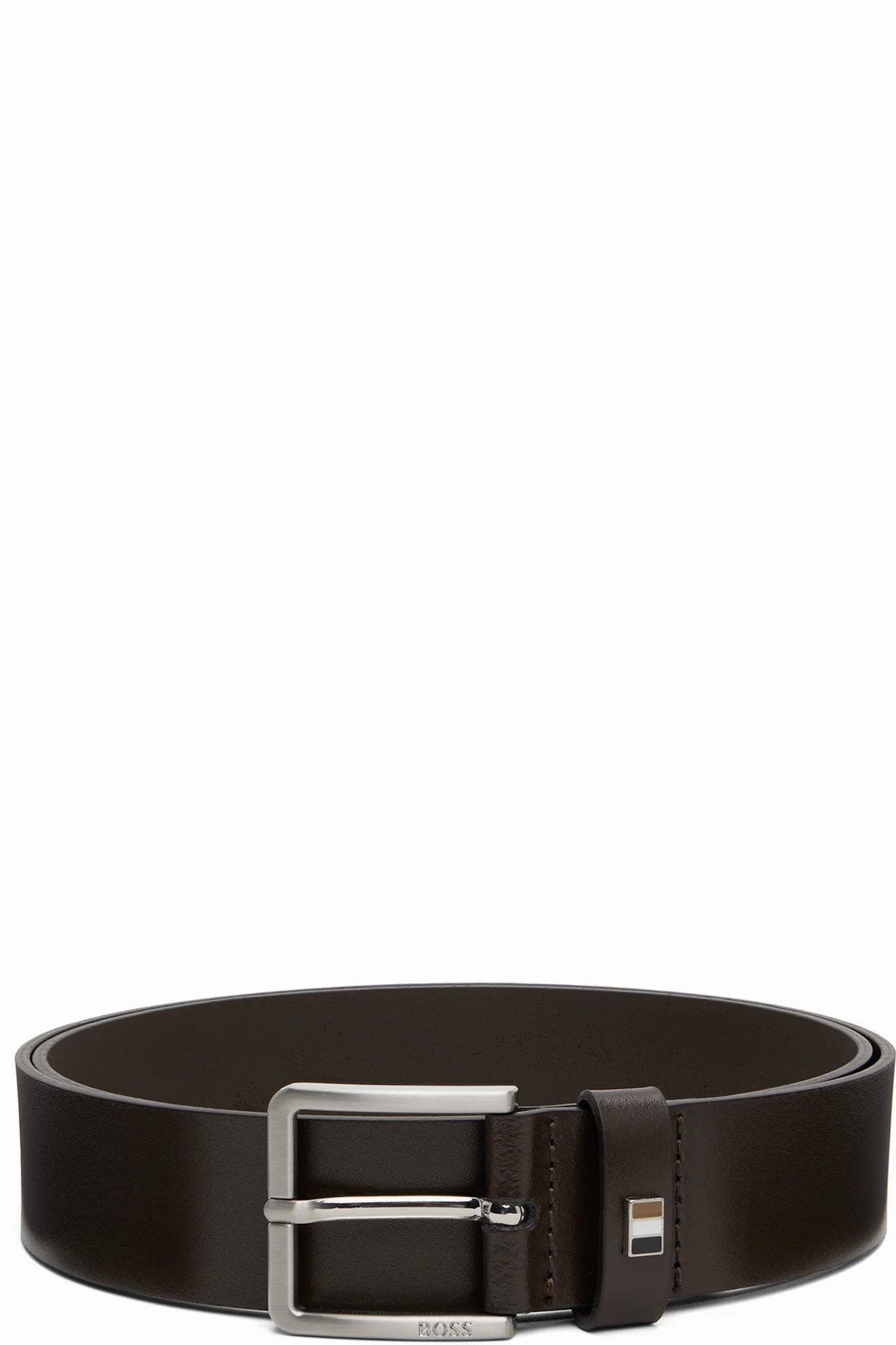 Brown Signature-Stripe Keeper Leather Belt