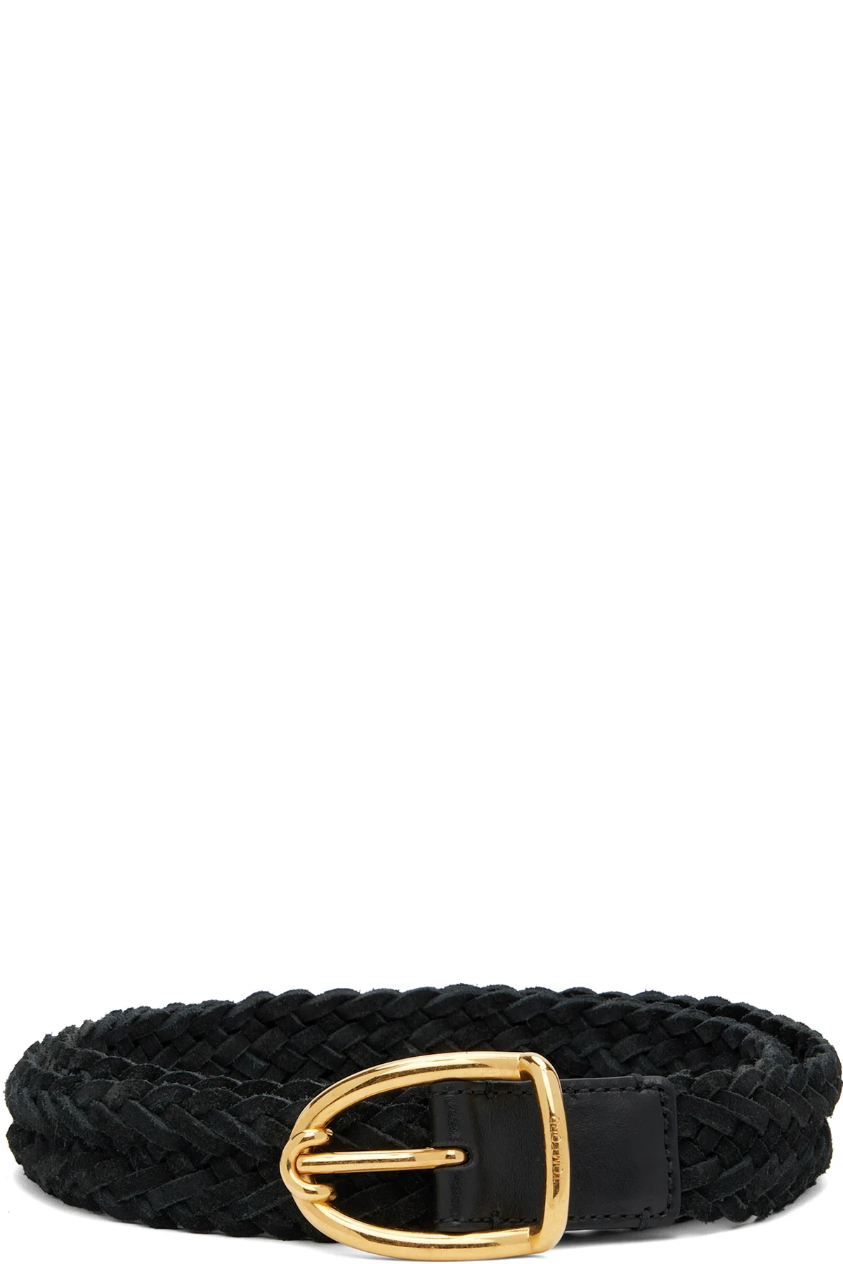 Black Woven Suede Angled Buckle Belt
