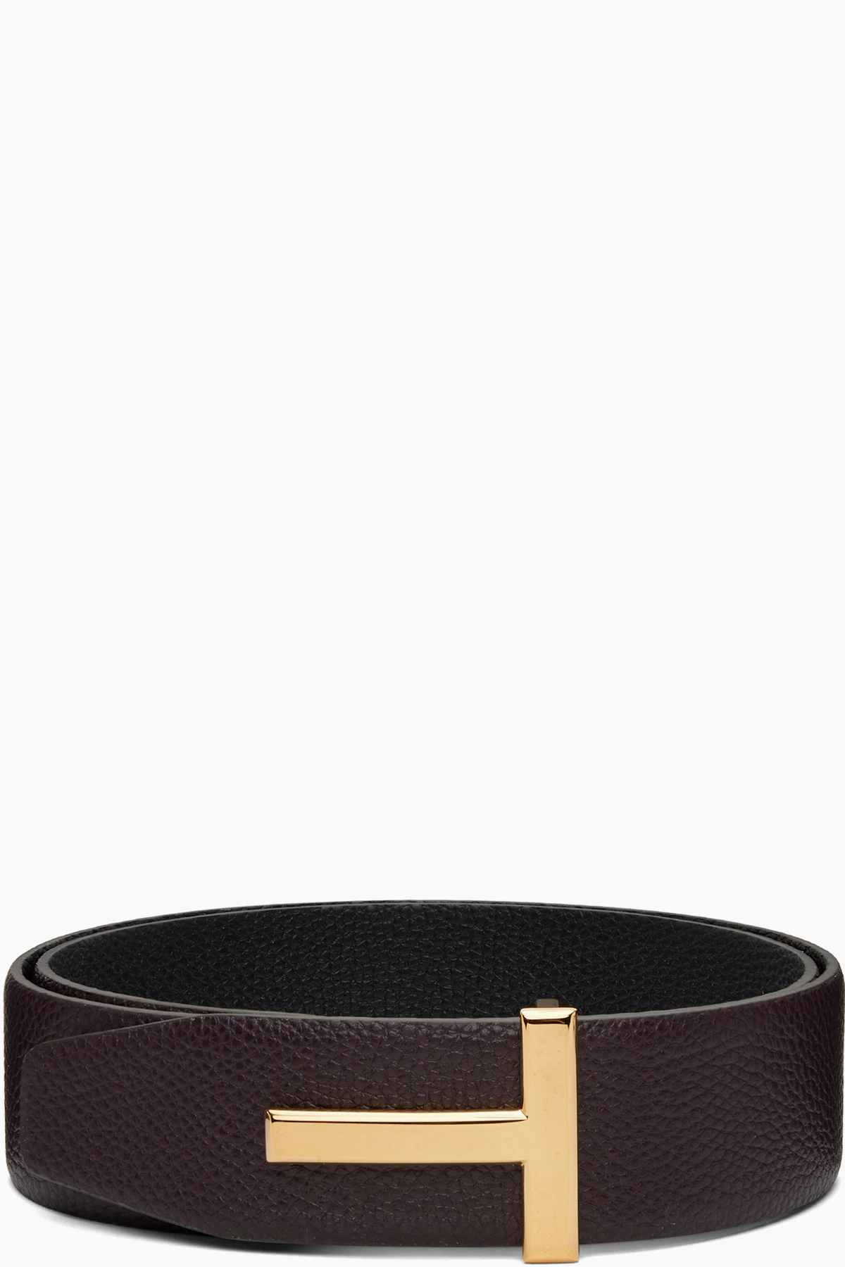 Burgundy & Black Reversible T Icon Belt