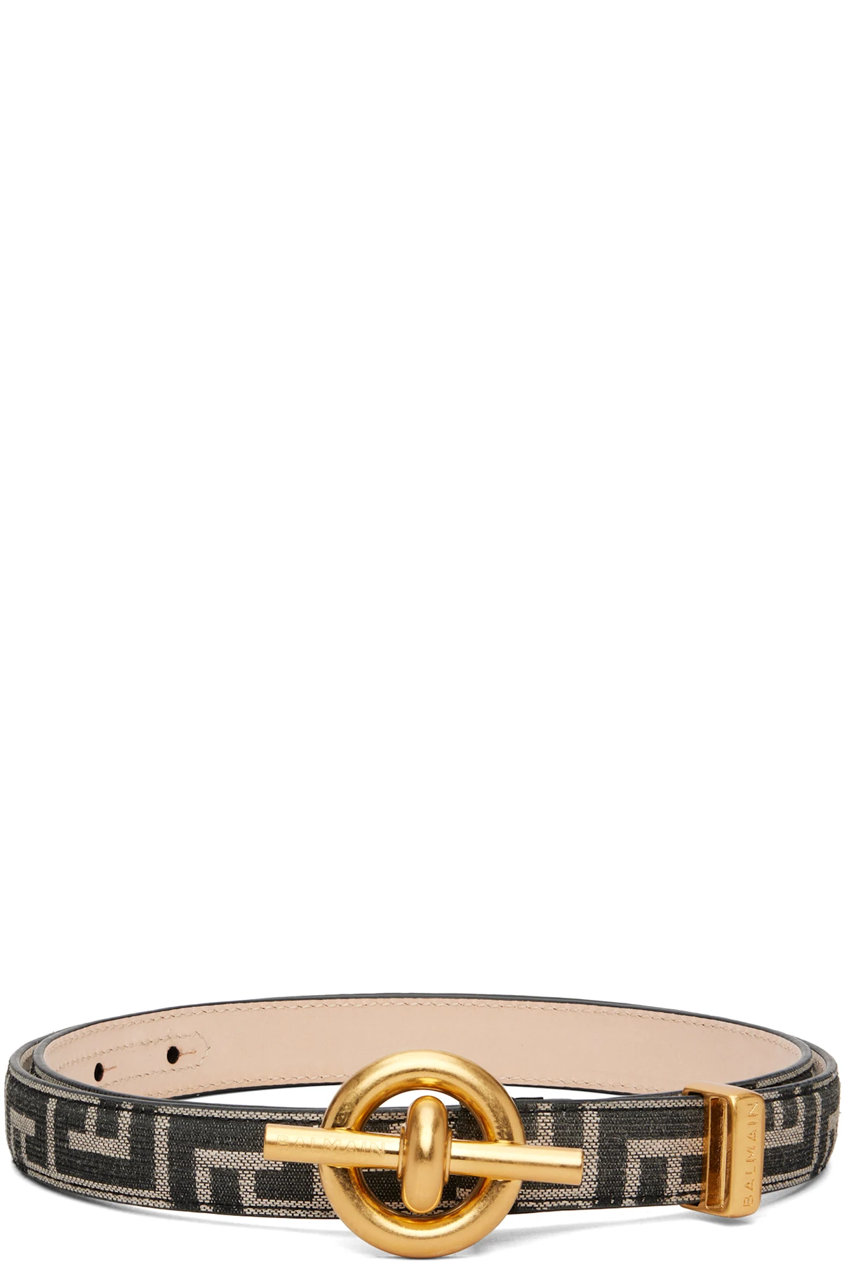 Black & Off White Monogram Jacquard T-Bar Belt