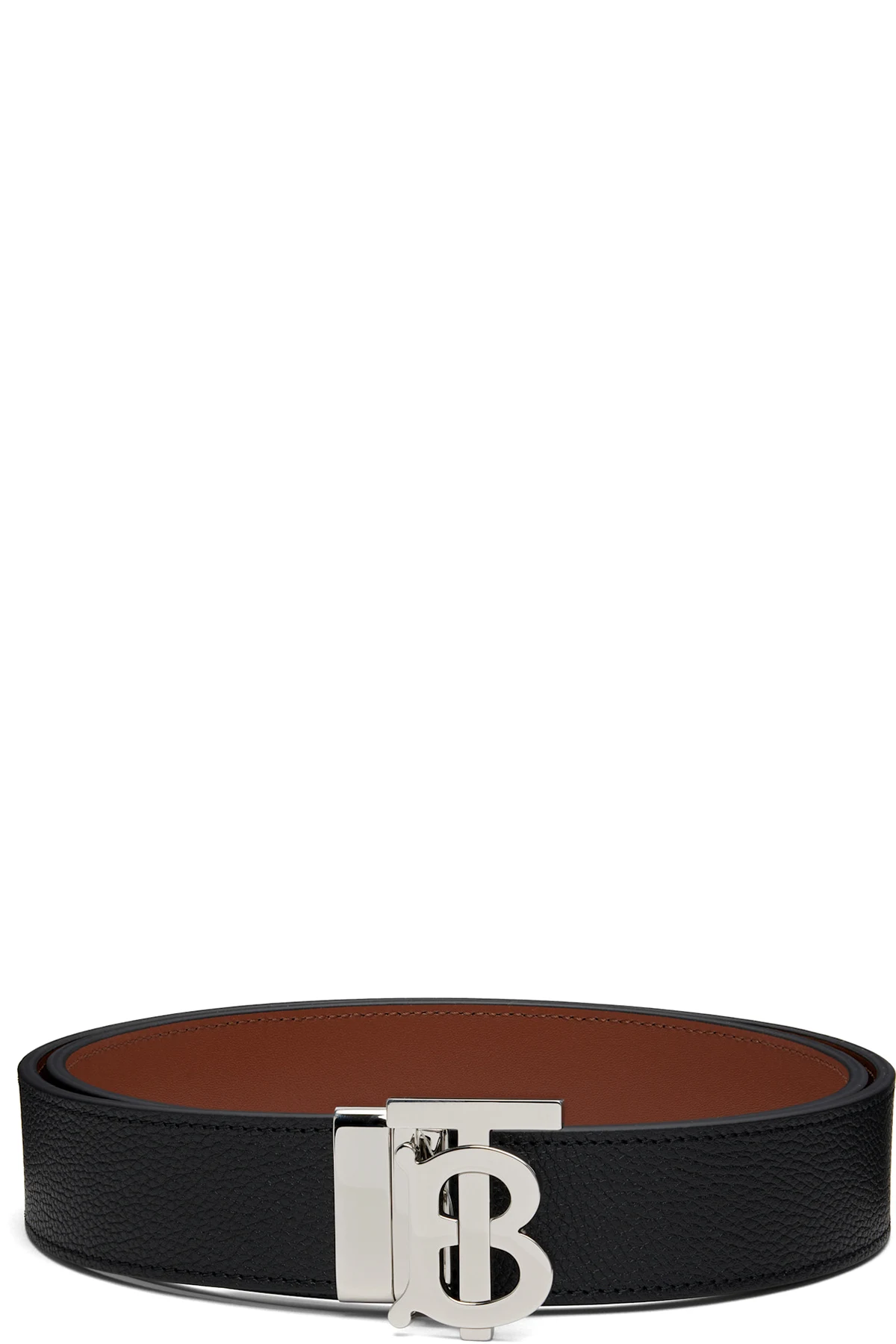 Black Reversible Leather 'TB' Belt