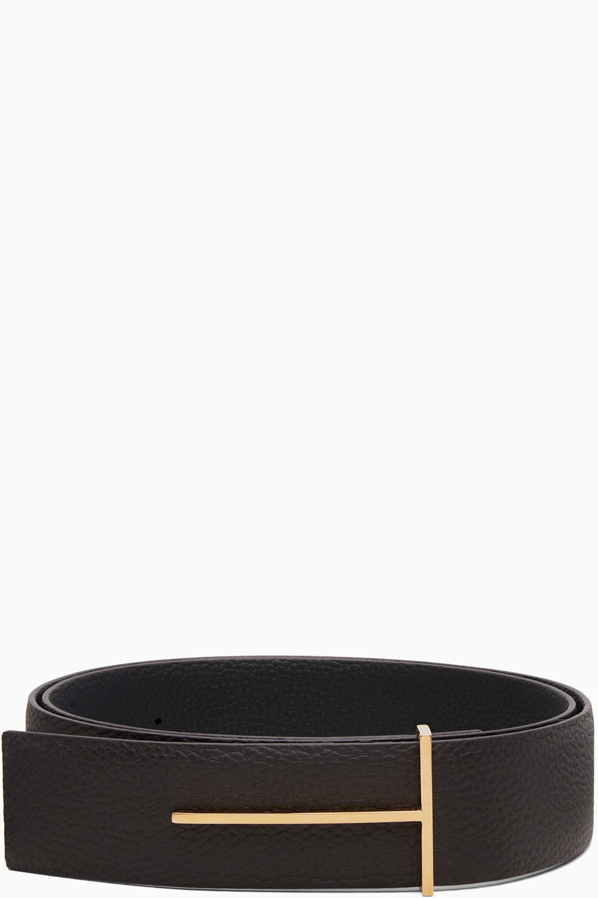 Brown & Black Grain Leather Slim T Reversible Belt
