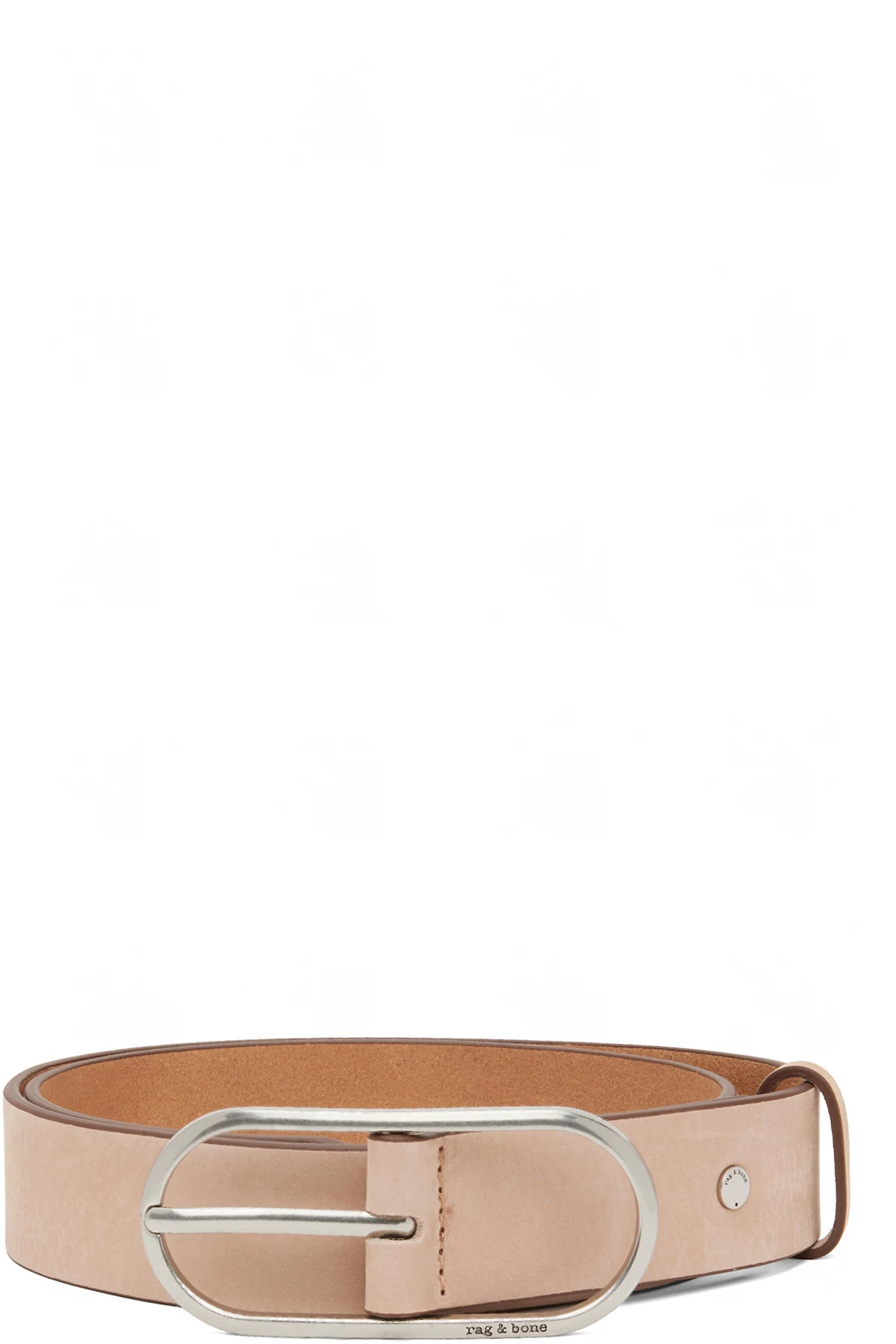 Beige Rounded Rebound Suede Belt