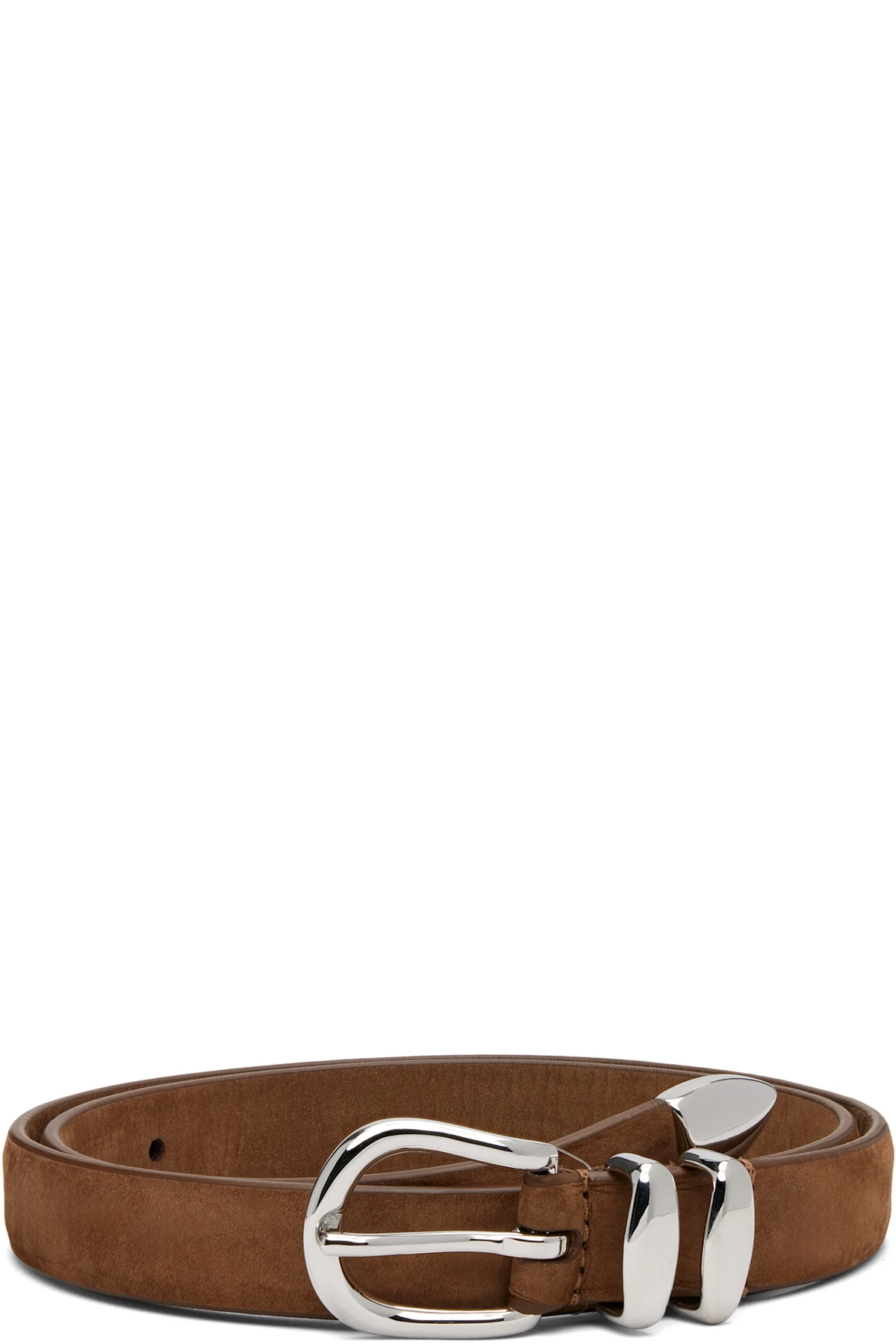 Brown Skinny Nubuck Leather Belt