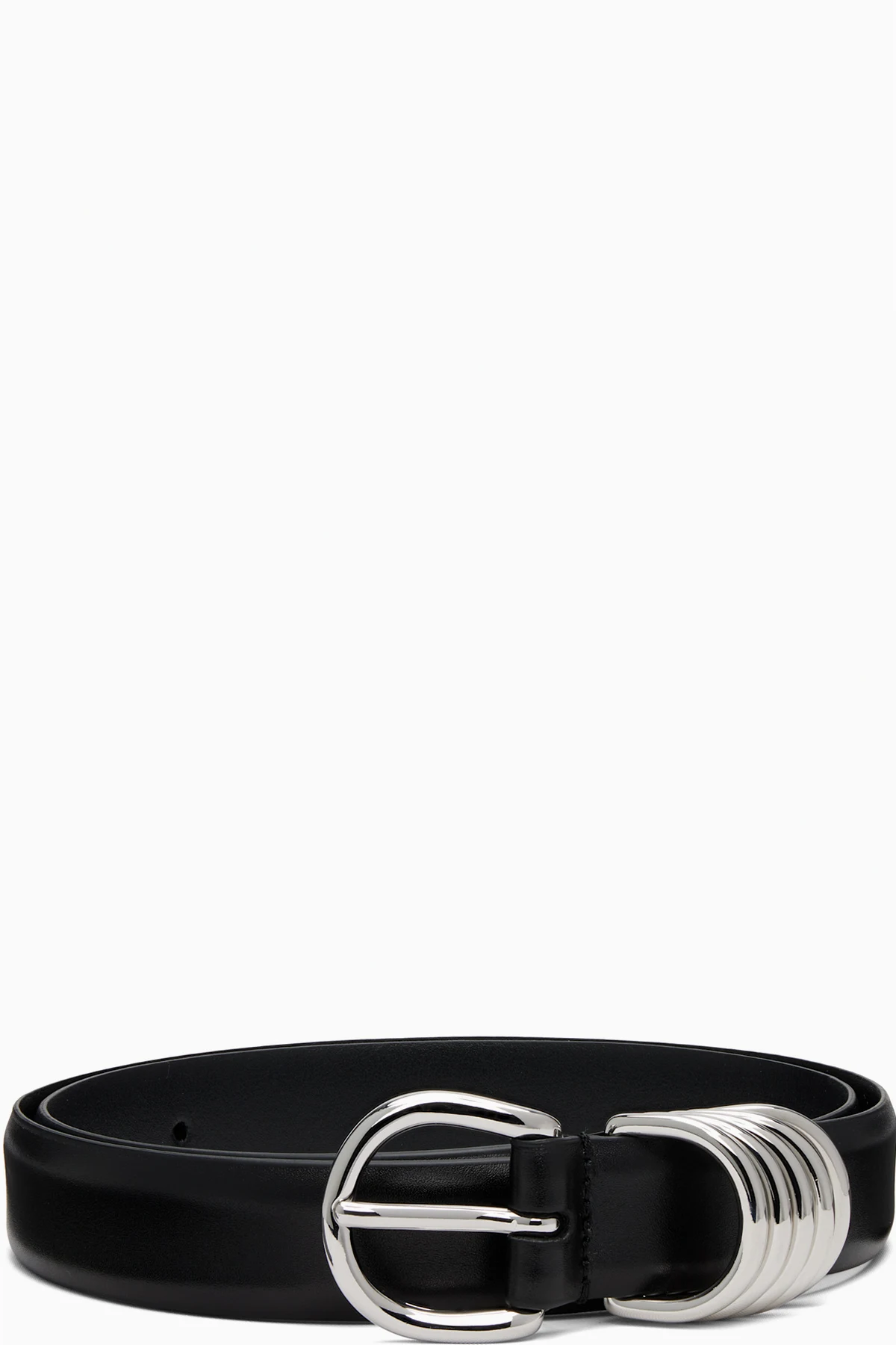Black French Leather Ring Keeper Belt