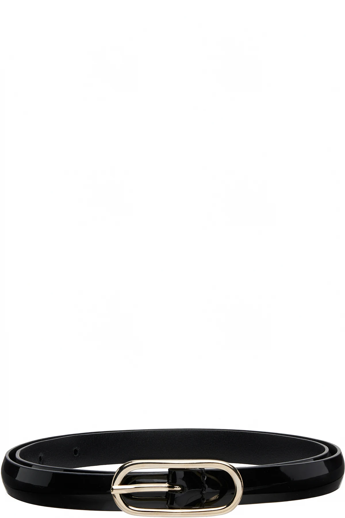 Black Super Skinny Leather Oval Buckle Belt