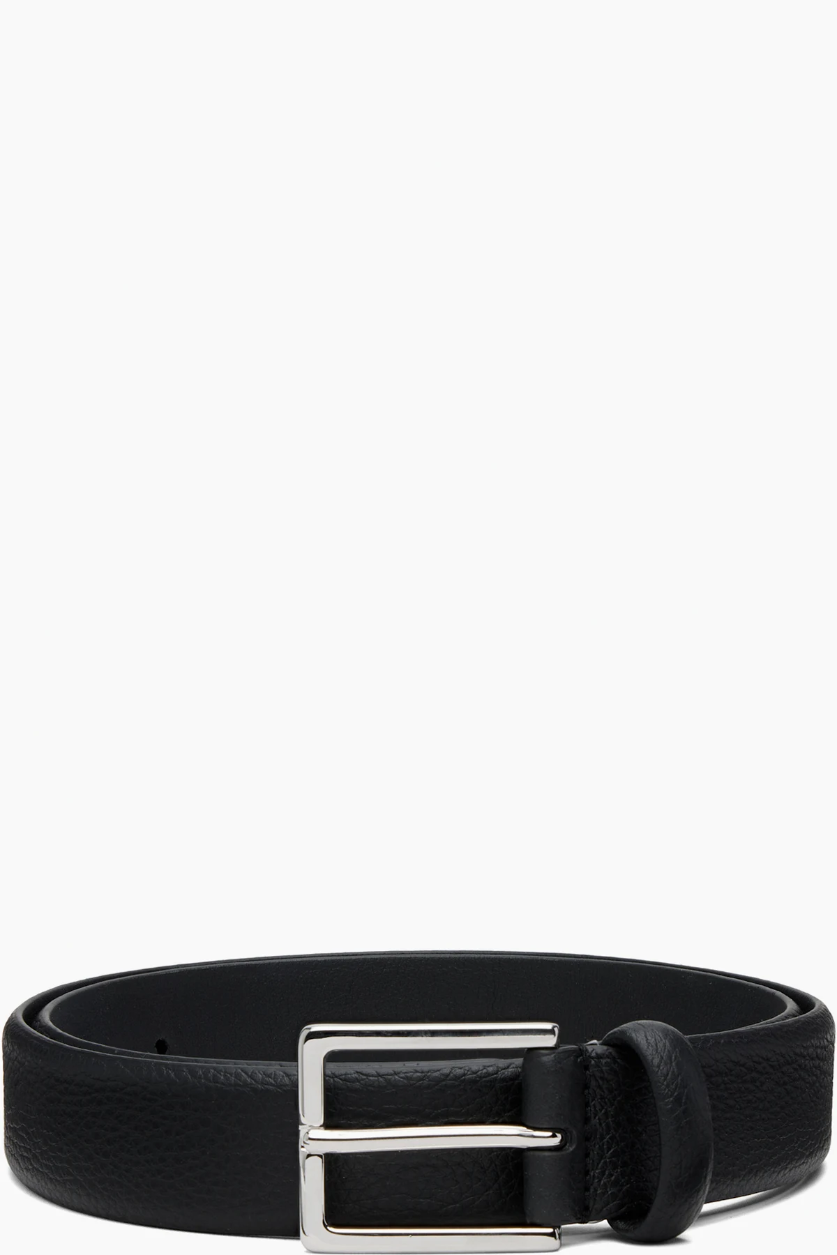 Black Soft Grained Calf Leather Buckle Belt