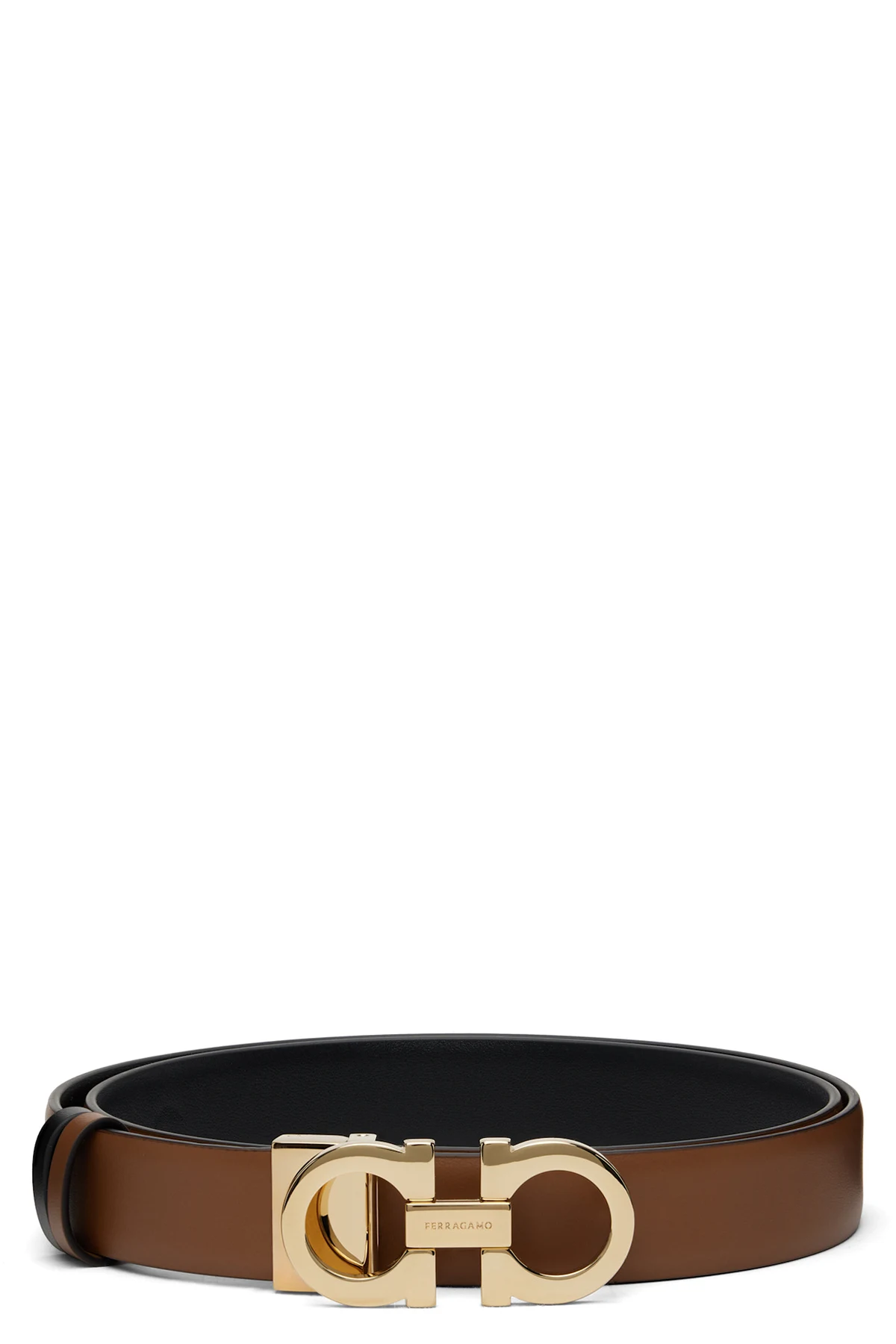 Tan & Black Gancini Reversible Belt