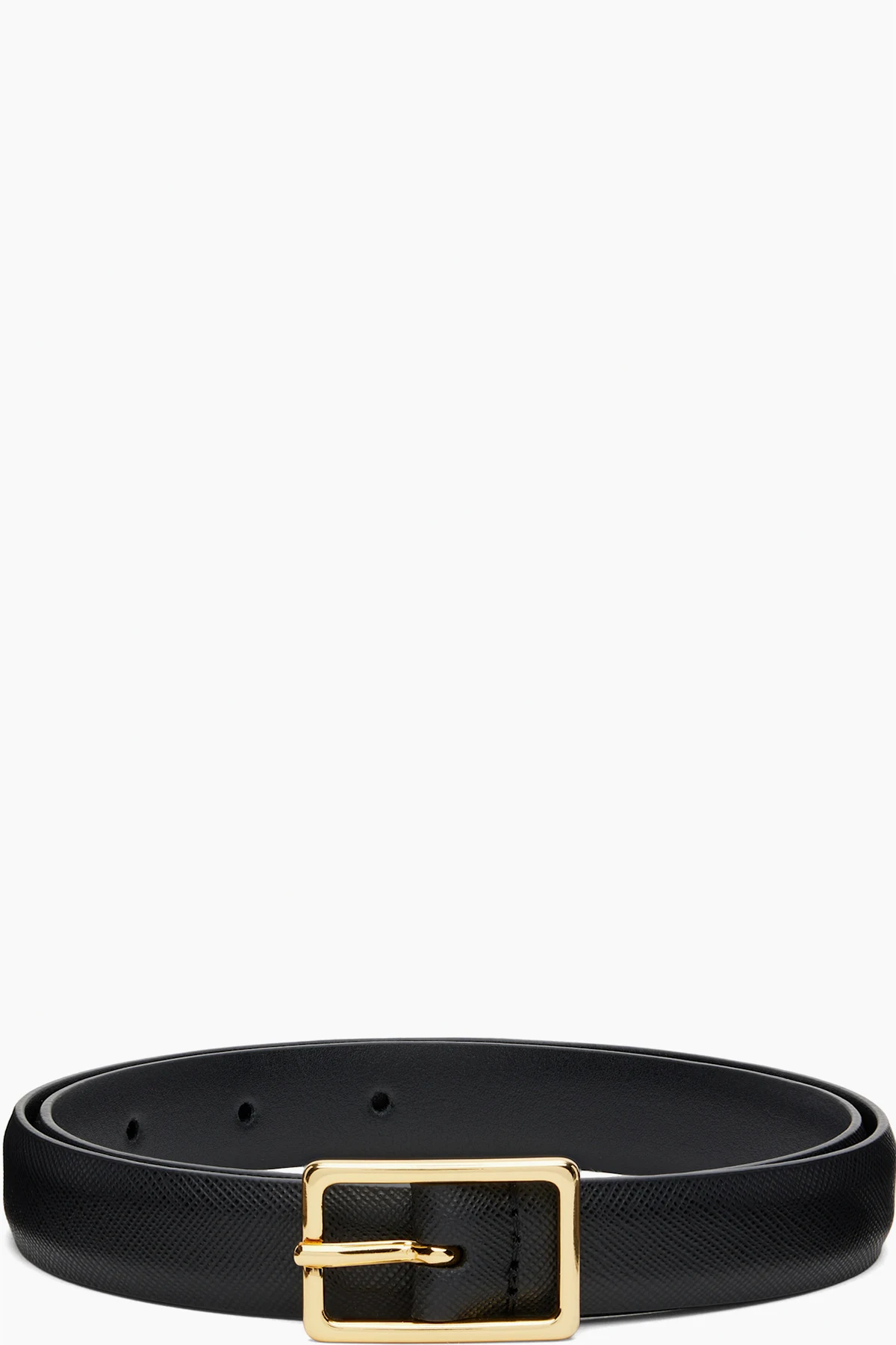 Black Skinny Saffiano Calf Leather Belt