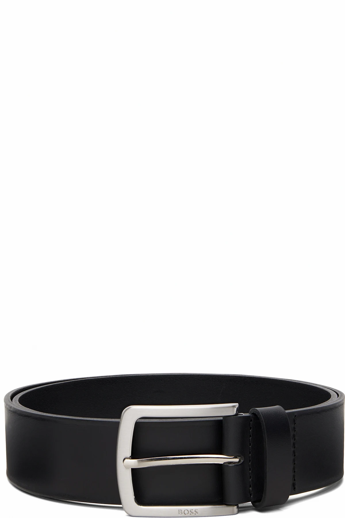 Black Italian-Leather Logo-Engraved Belt