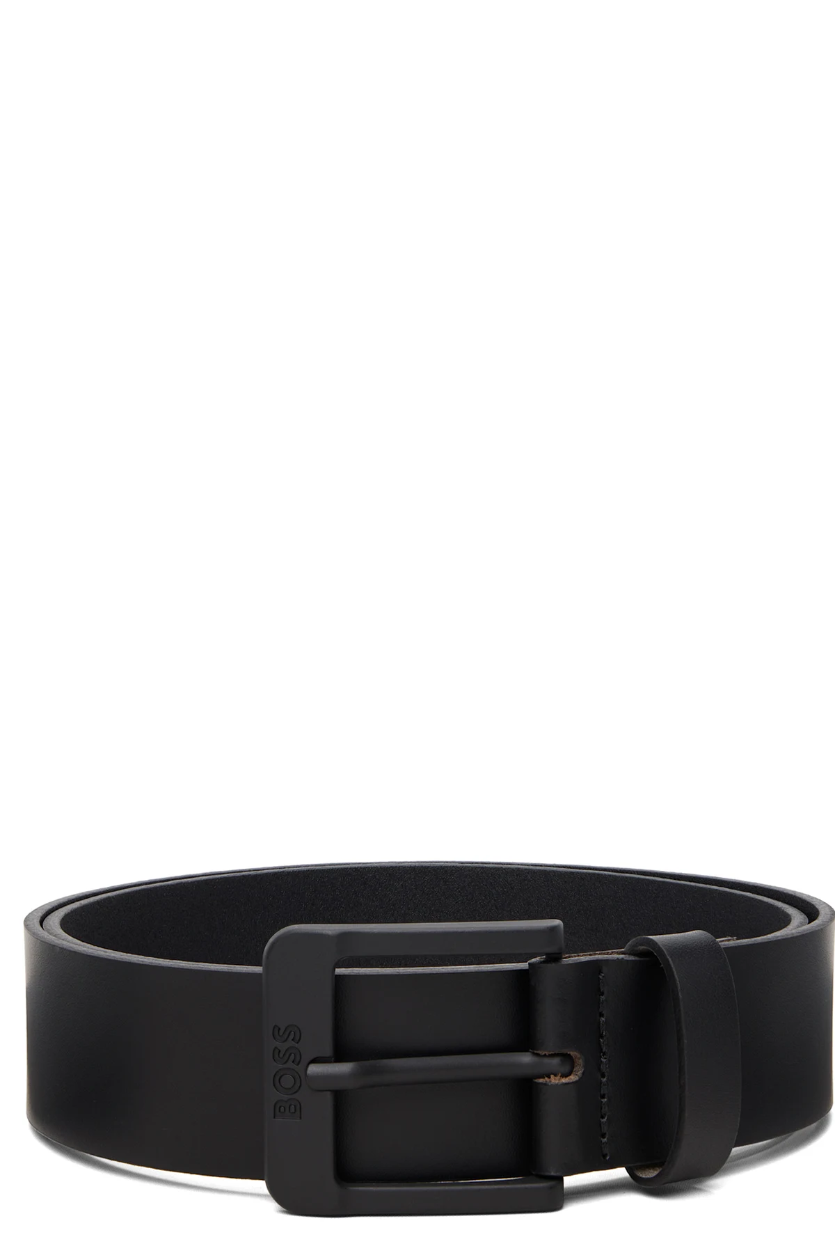 Black Logo Buckle Leather Belt