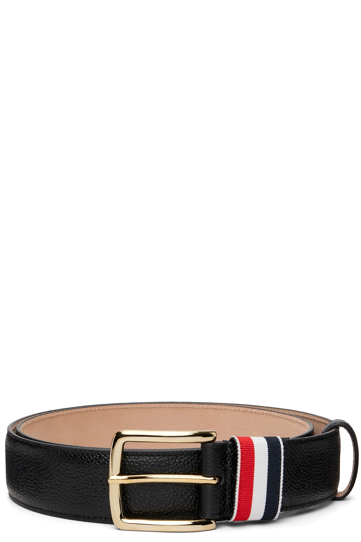 Black Pebble Grain Striped Loop 35MM Belt