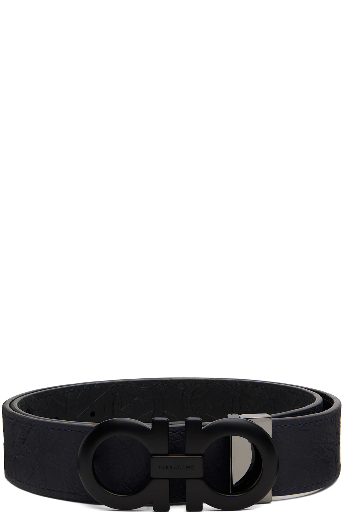 Navy Adjustable Gancini Reversible Belt