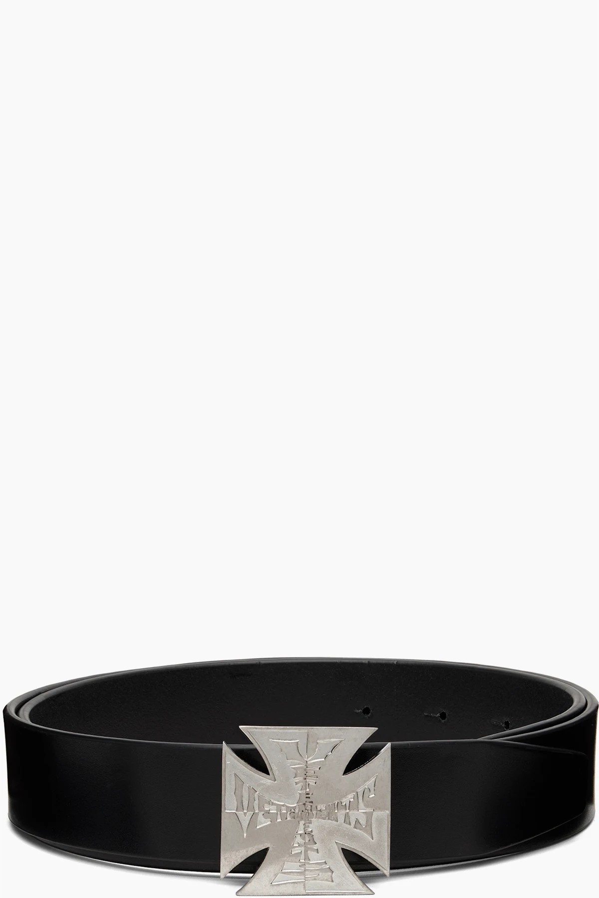 Black Metal Biker Cross Logo Belt