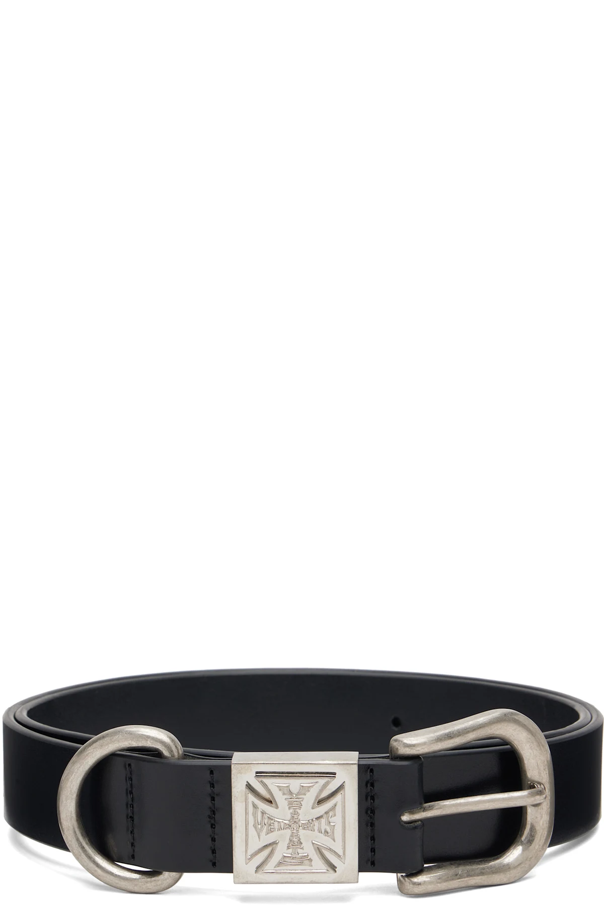 Black Biker Logo Cross ID Belt