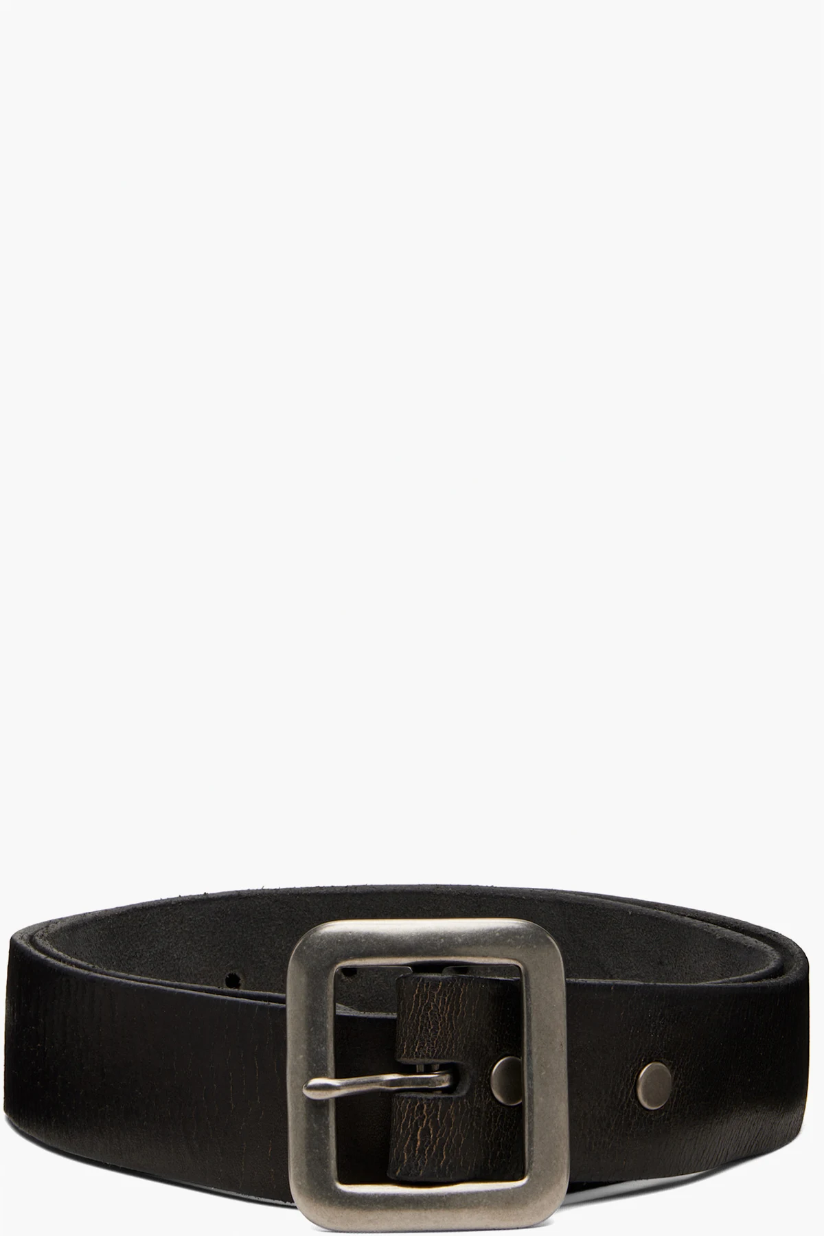 Black Hand-Burnished Leather Belt