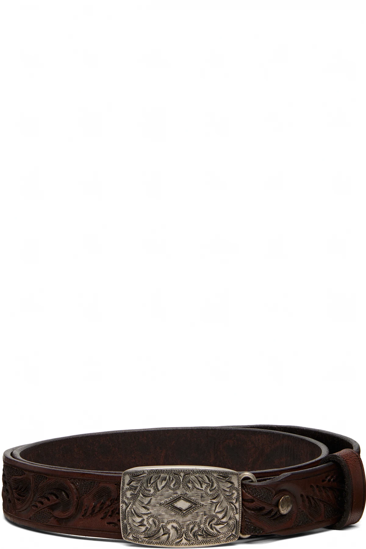 Tan Hand-Tooled Leather Belt