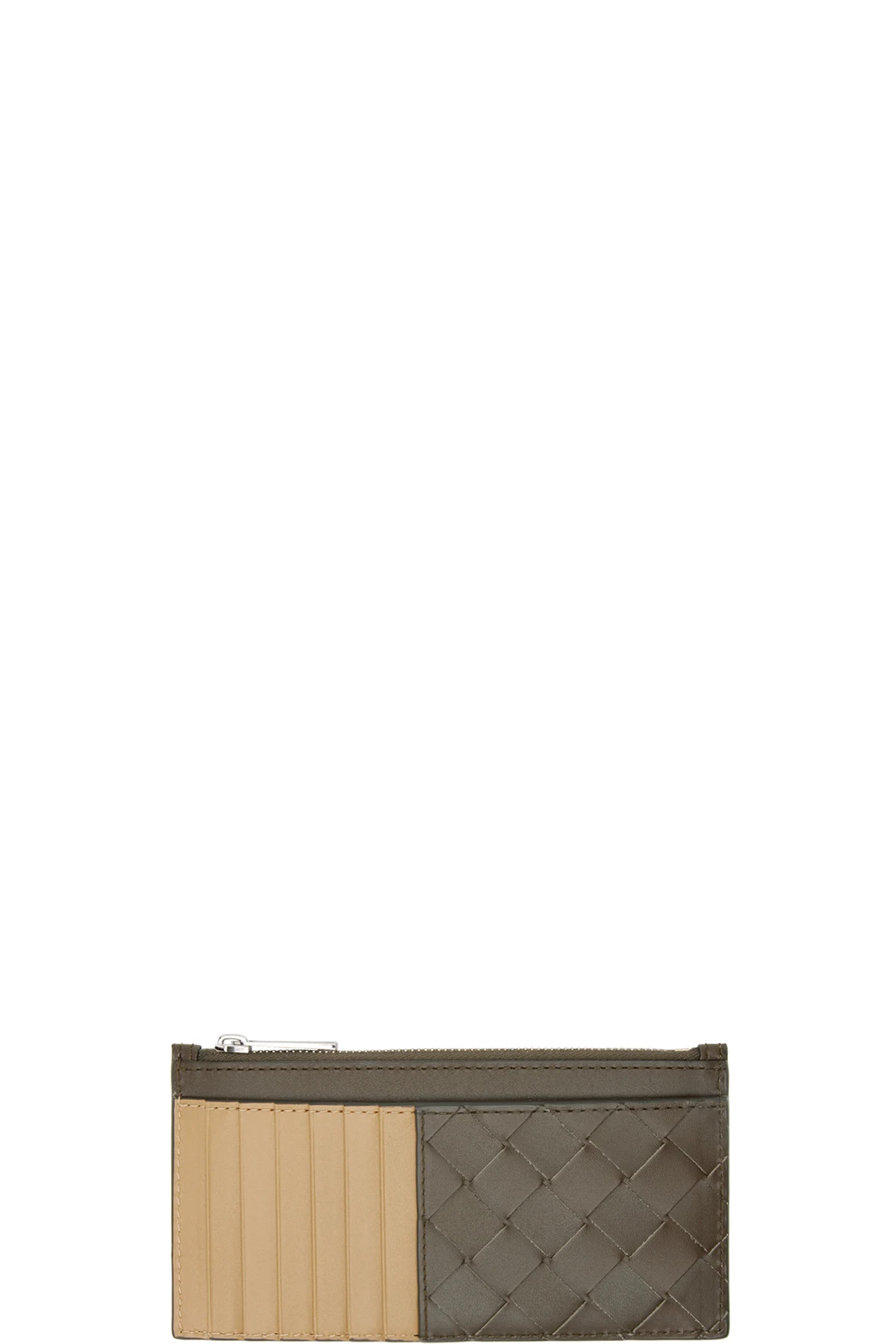 Brown & Tan Intrecciato Long Zippered Card Holder