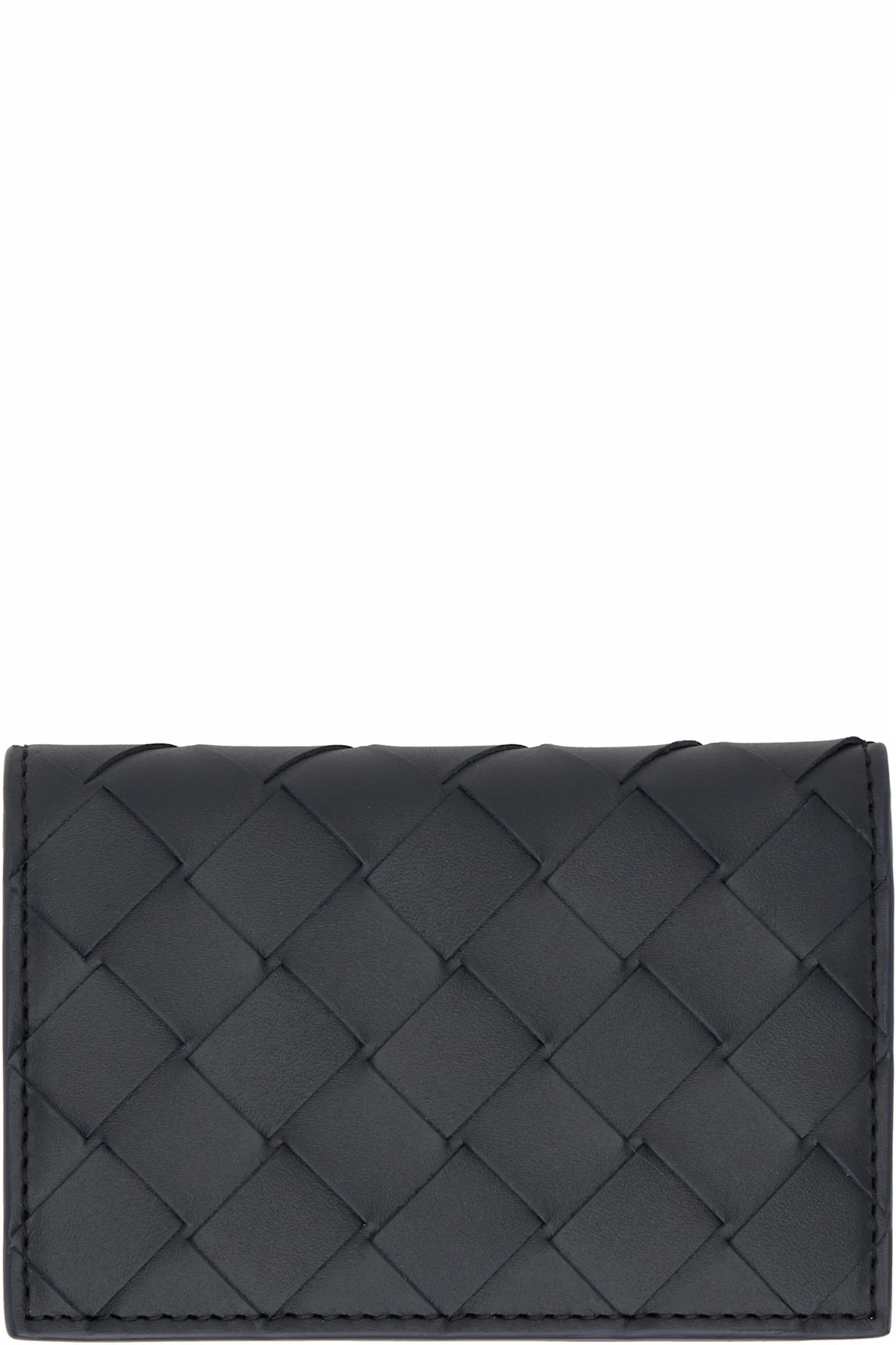 Black Intrecciato Flap Card Holder