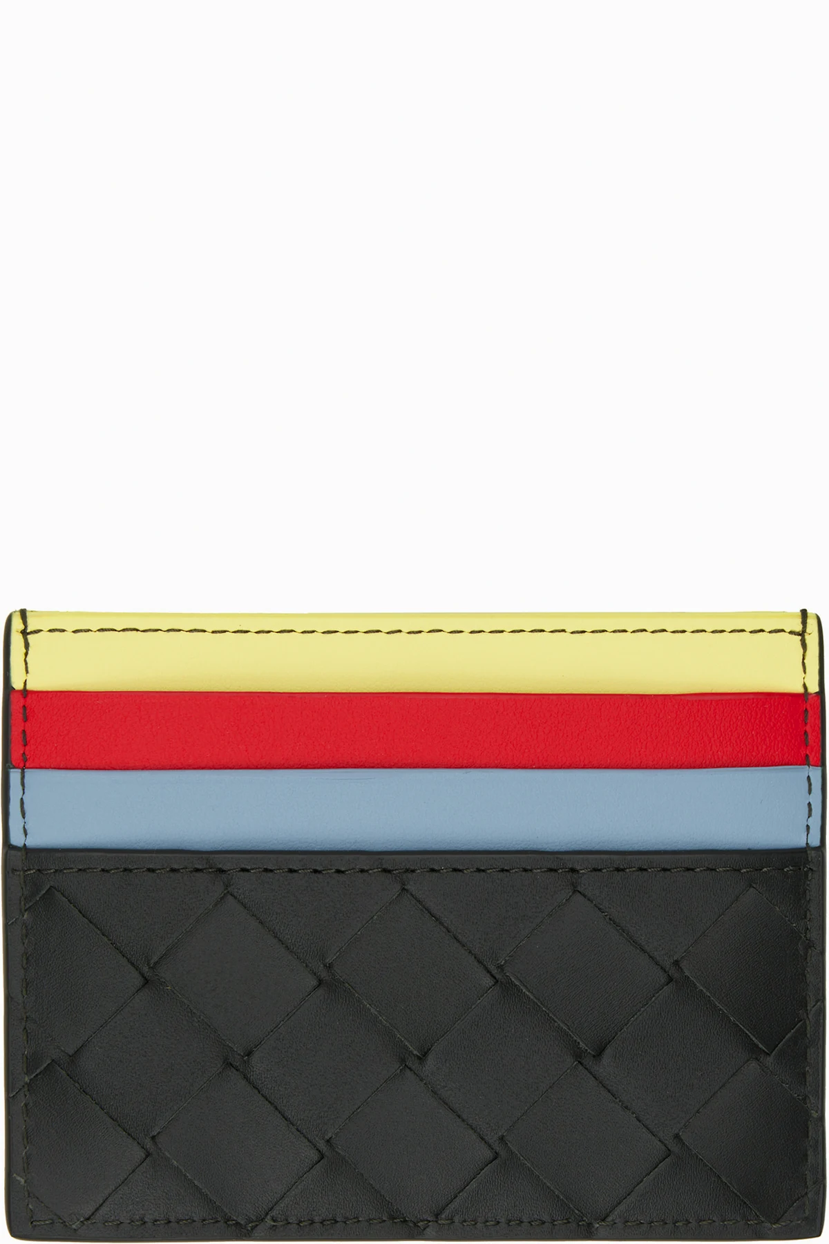 Khaki & Multicolor Intrecciato Credit Card Holder