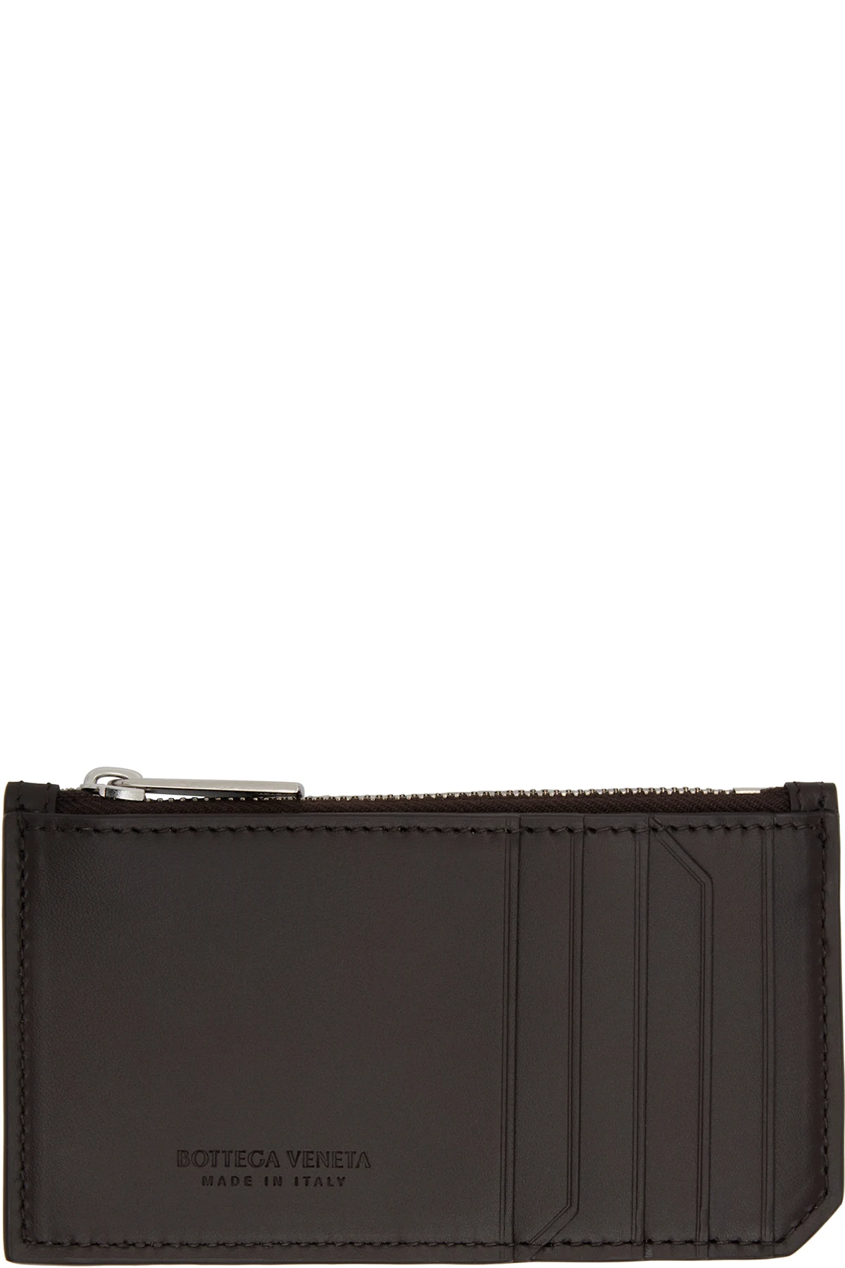 Brown Intrecciato Piccolo Zipped Card Holder
