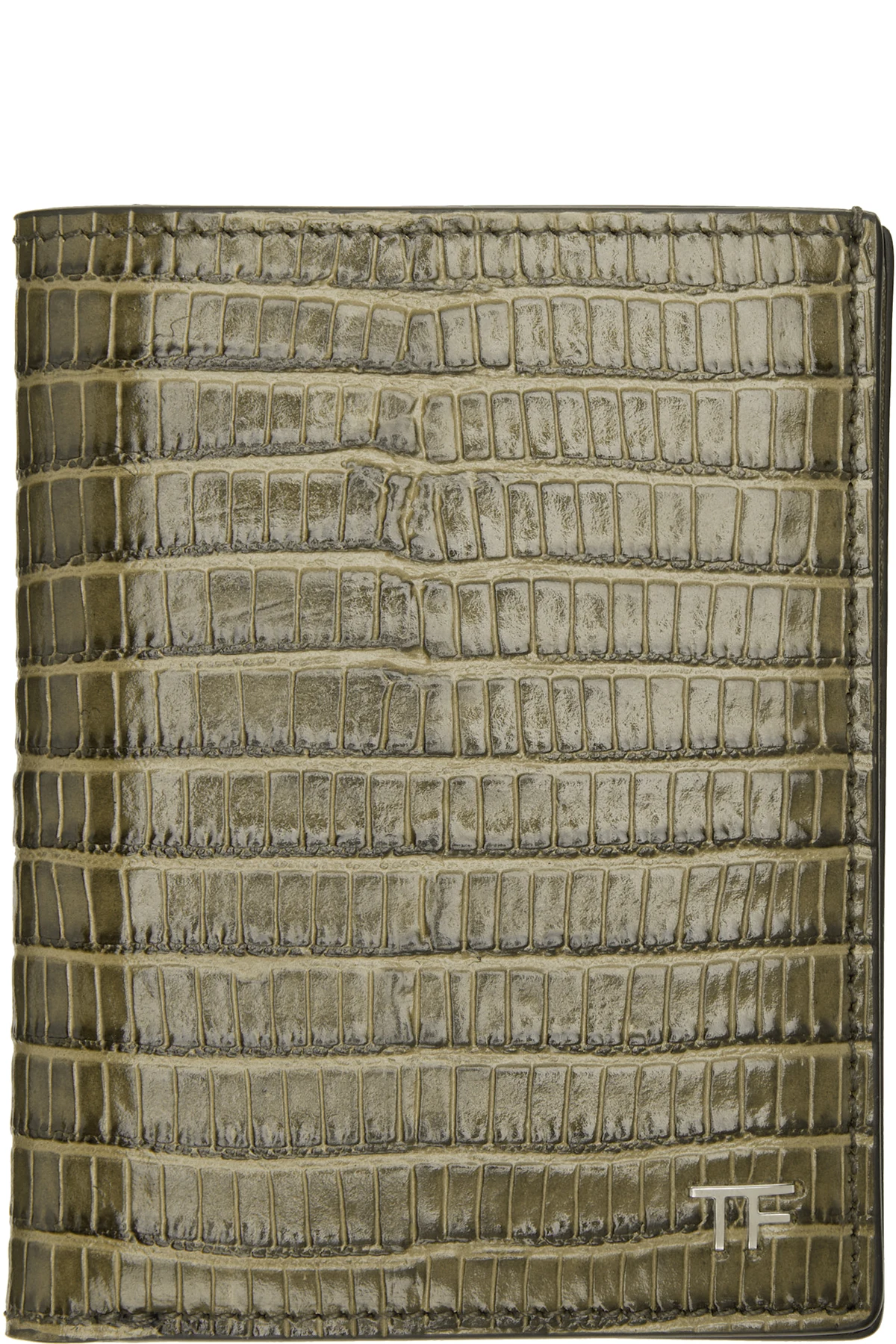 Khaki Small Grain T Line Bifold Card Holder