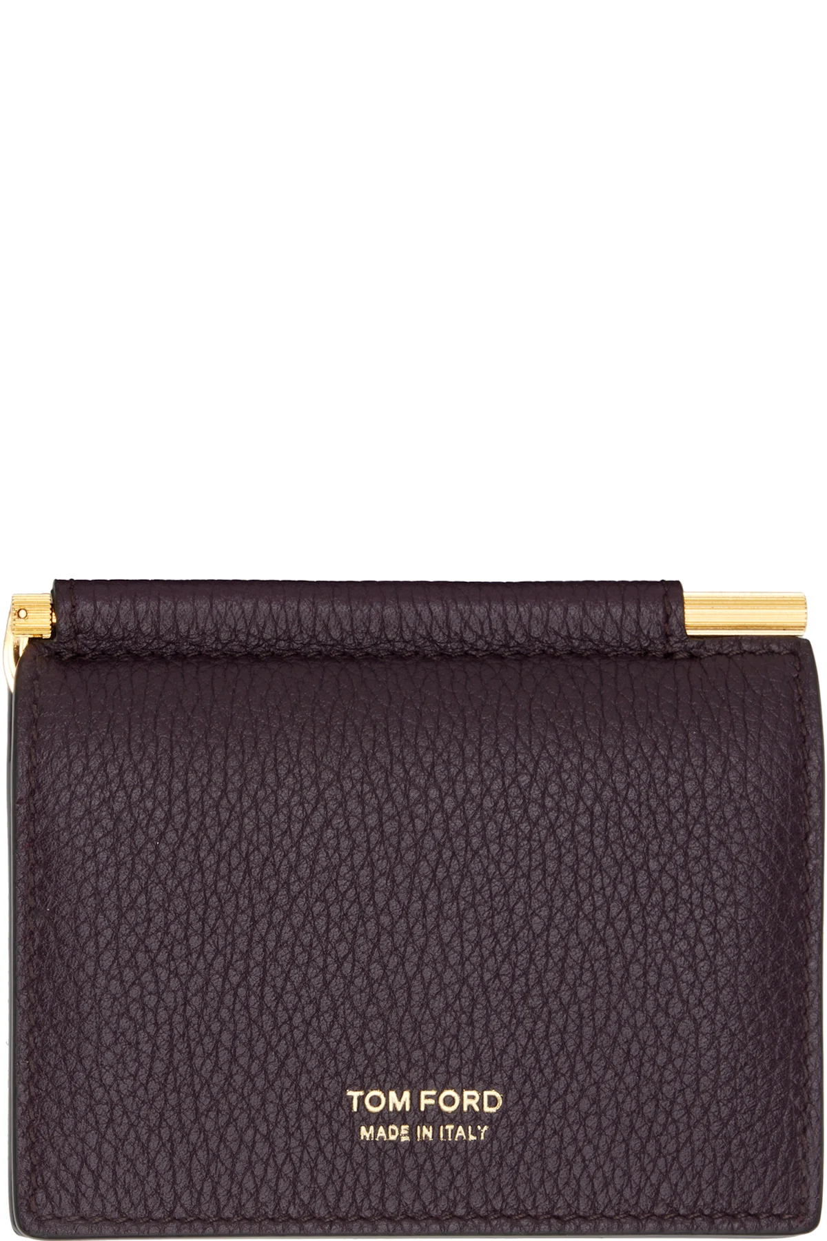 Burgundy Soft Grain Leather Folding Money Clip Card Holder