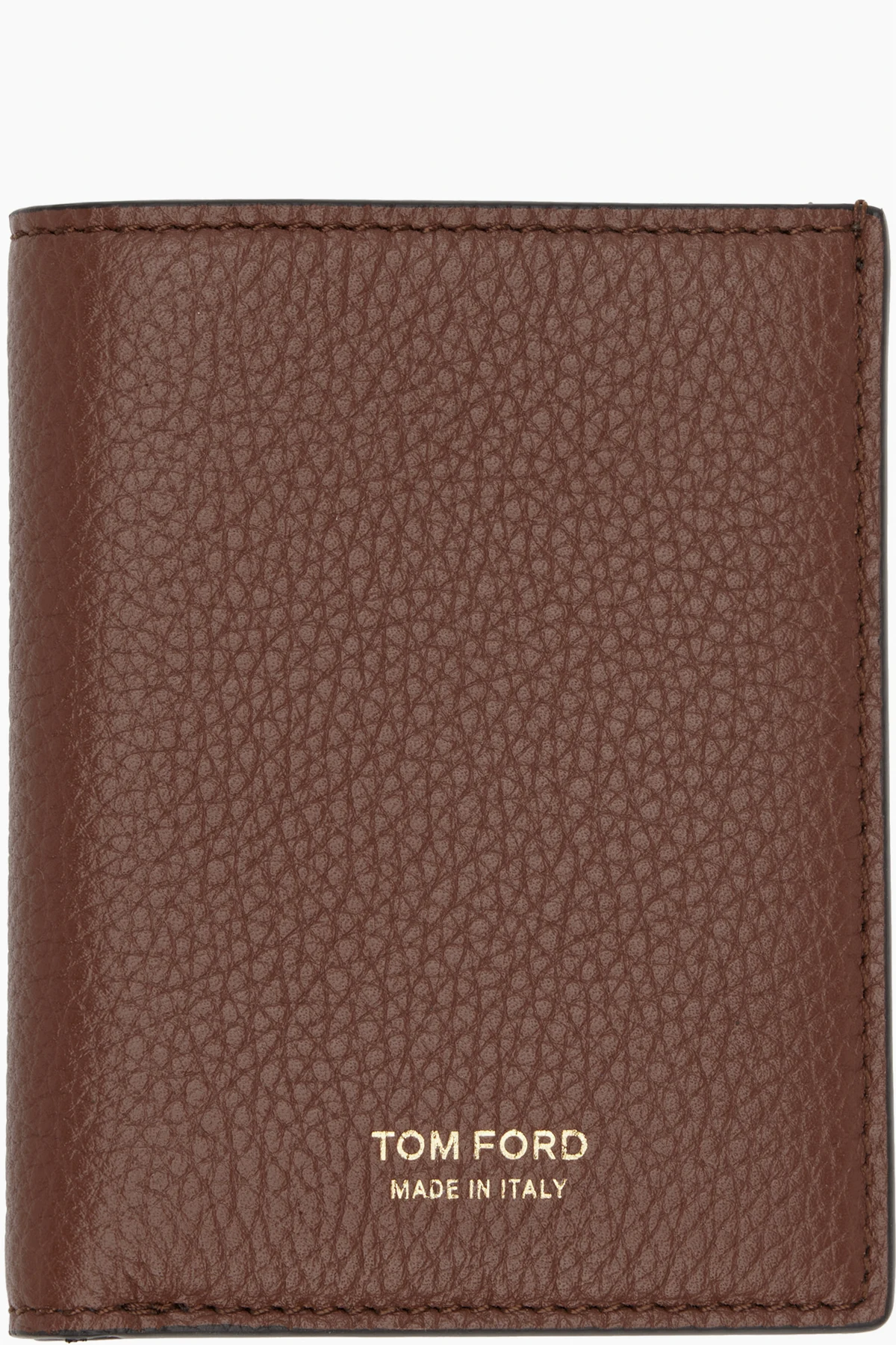 Tan Grain Leather Folding Card Holder