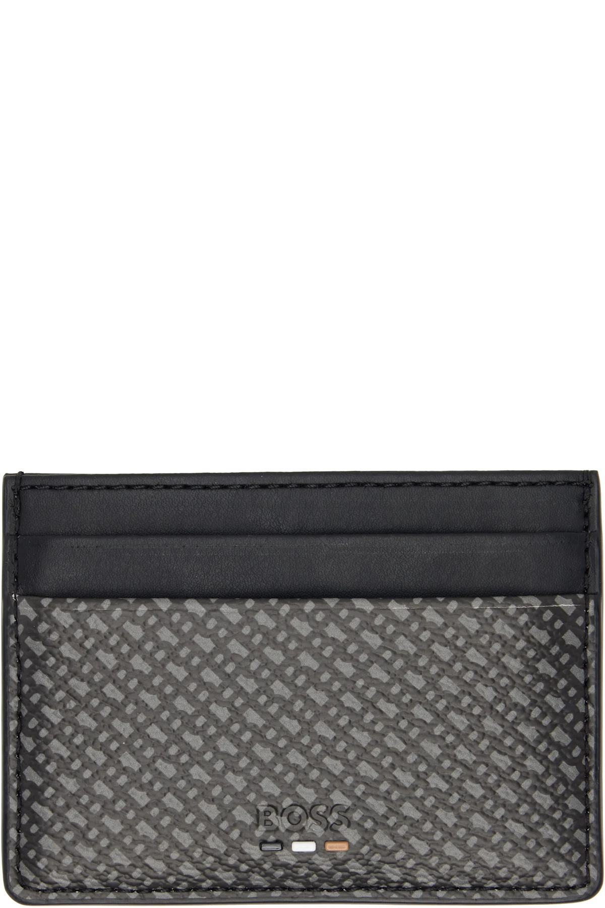 Black Grained Faux-Leather Card Holder