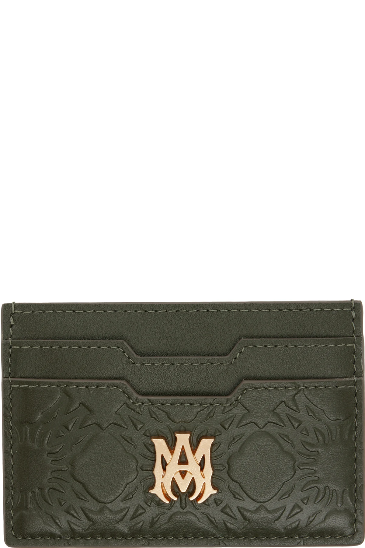 Khaki 'MA' Quad Leather Card Holder