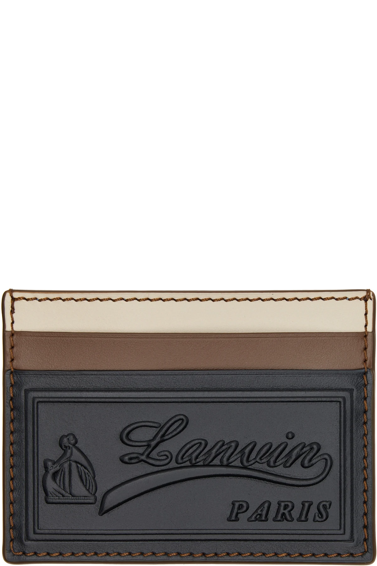 Black & Brown 'Tricolor' Leather Card Holder