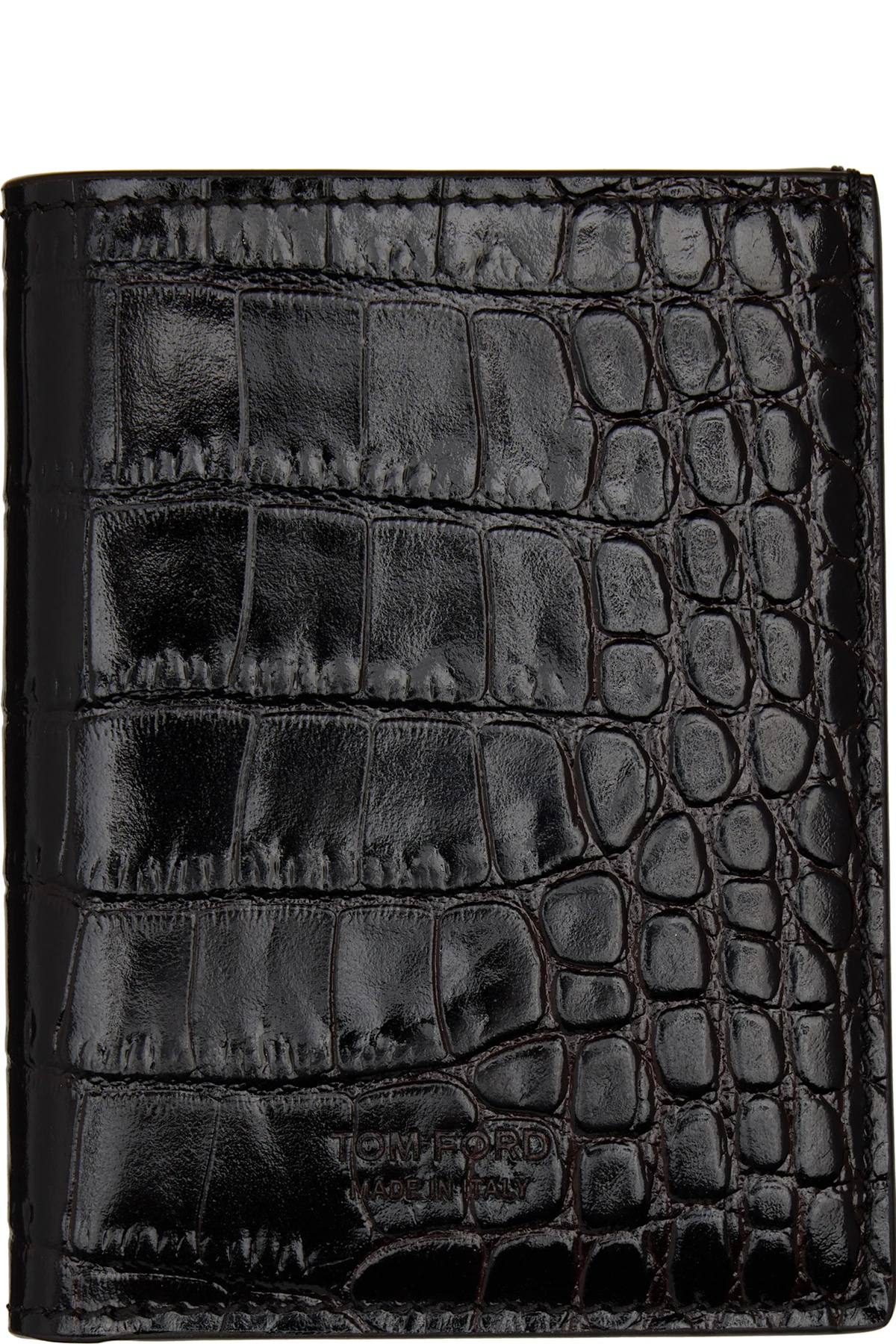 Brown Shiny Printed Croc T Line Card Holder