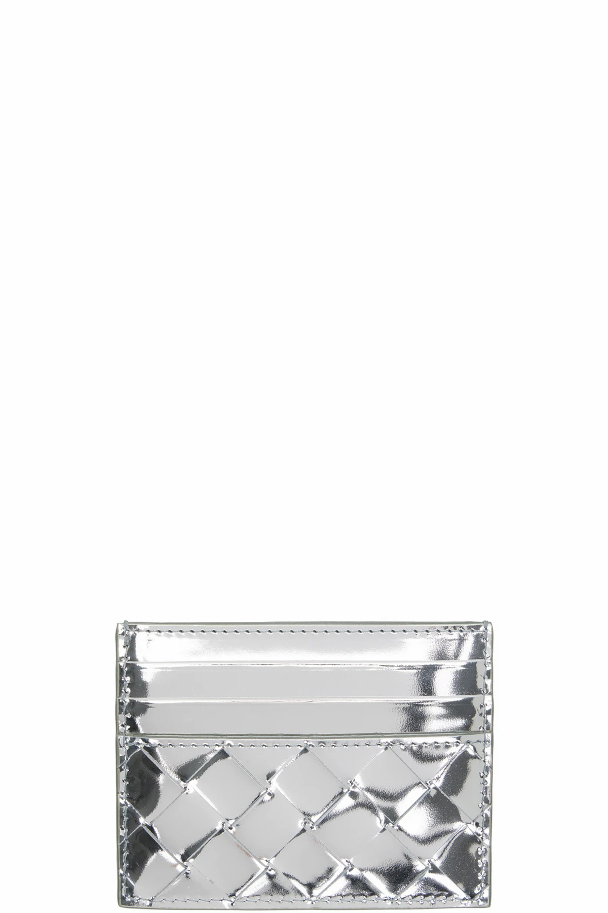 Silver Intrecciato Card Holder