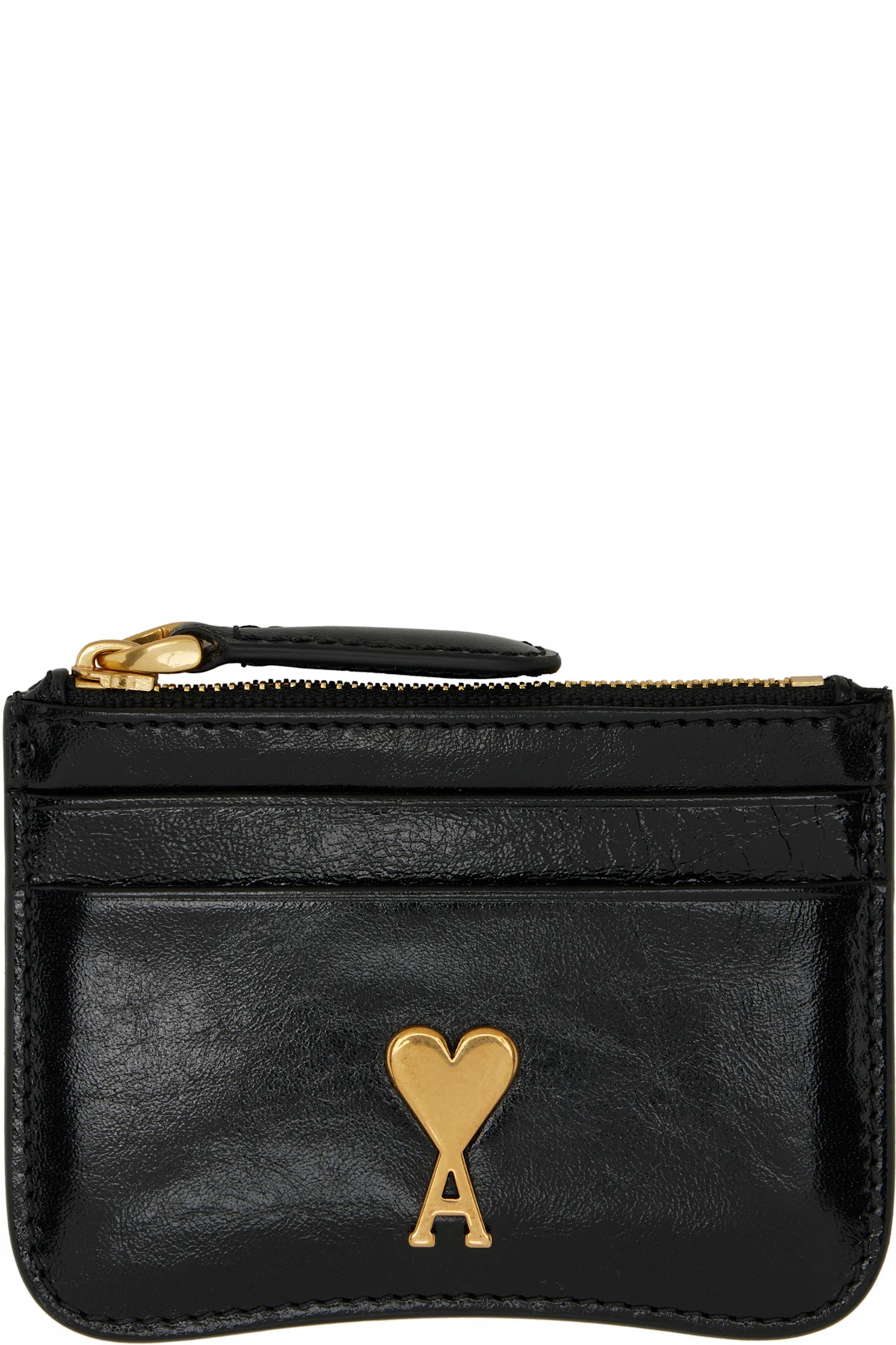 Black Leather Paris Paris Zipped Card Holder