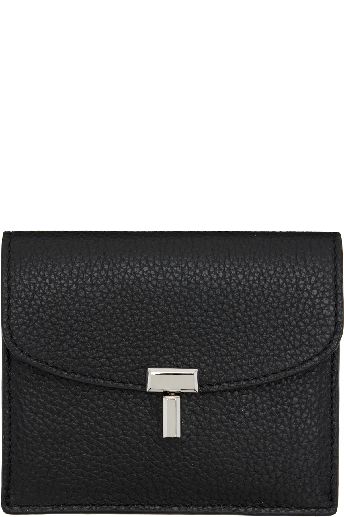 Black T-Lock Grained-Leather Card Holder