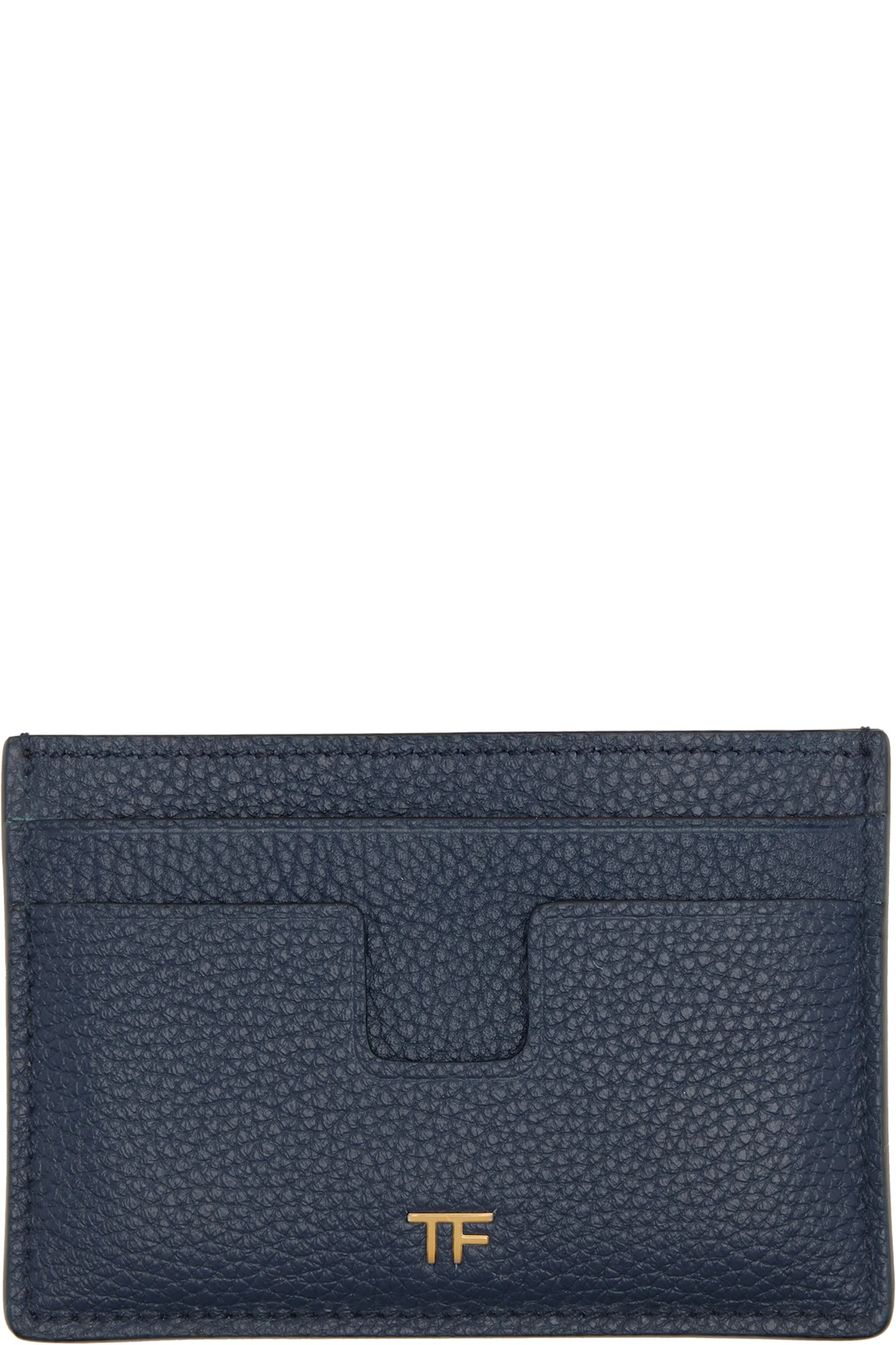 Navy Grain Leather Card Holder