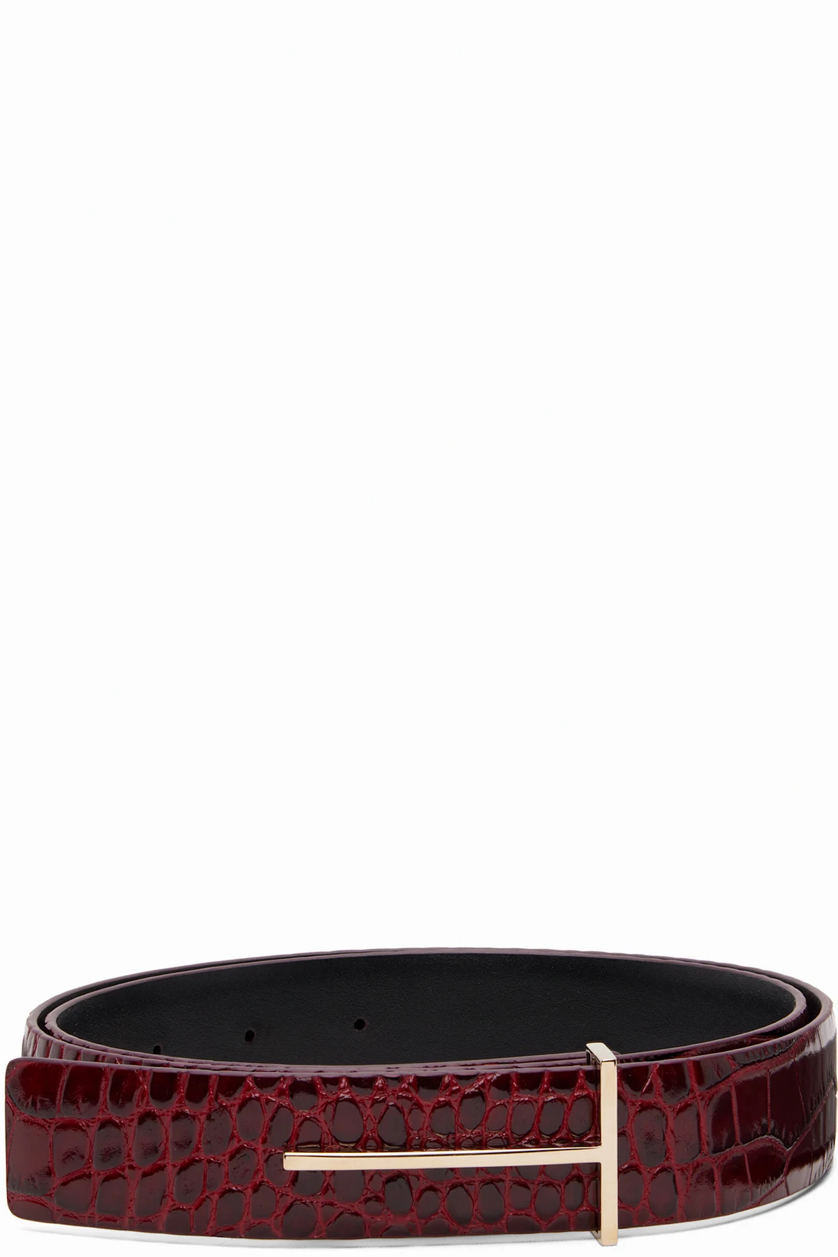 Burgundy Shiny Stamped Croc Belt