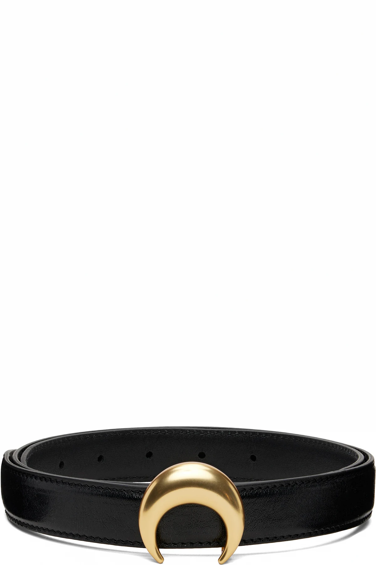 Black Smooth Leather Moon Belt