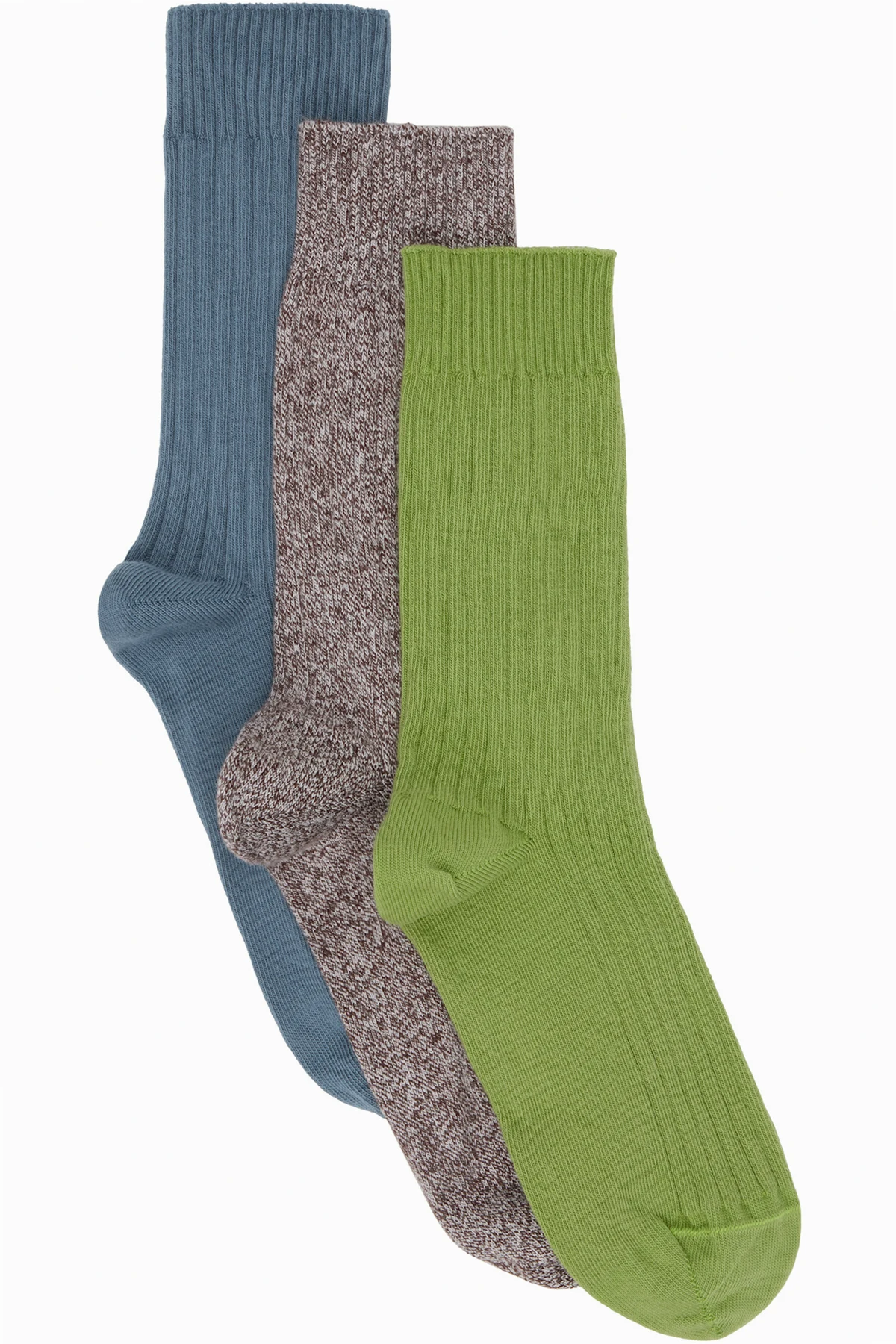 Three-Pack Multicolor Rib Overankle Socks